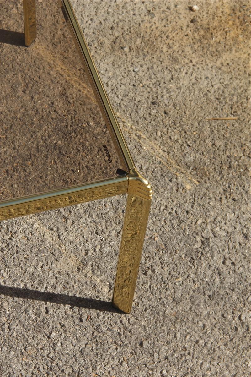 Rectangular Coffee Table in Gilded Brass and Glass Top Bontempi, 1970s, Italian 2