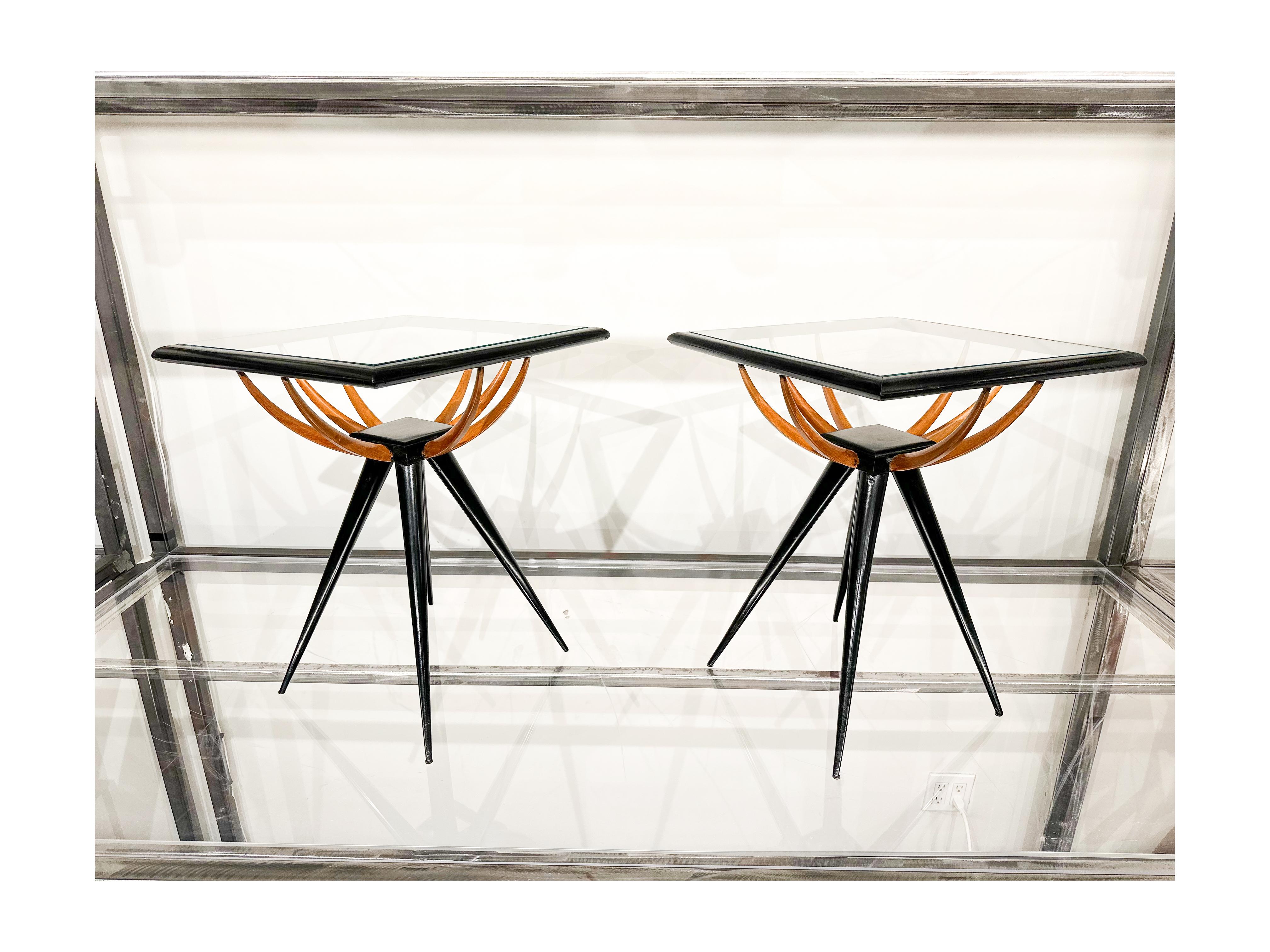 Brazilian Rectangular Coffee Table in Hardwood & Glass, Giuseppe Scapinelli, 1950s Brazil For Sale