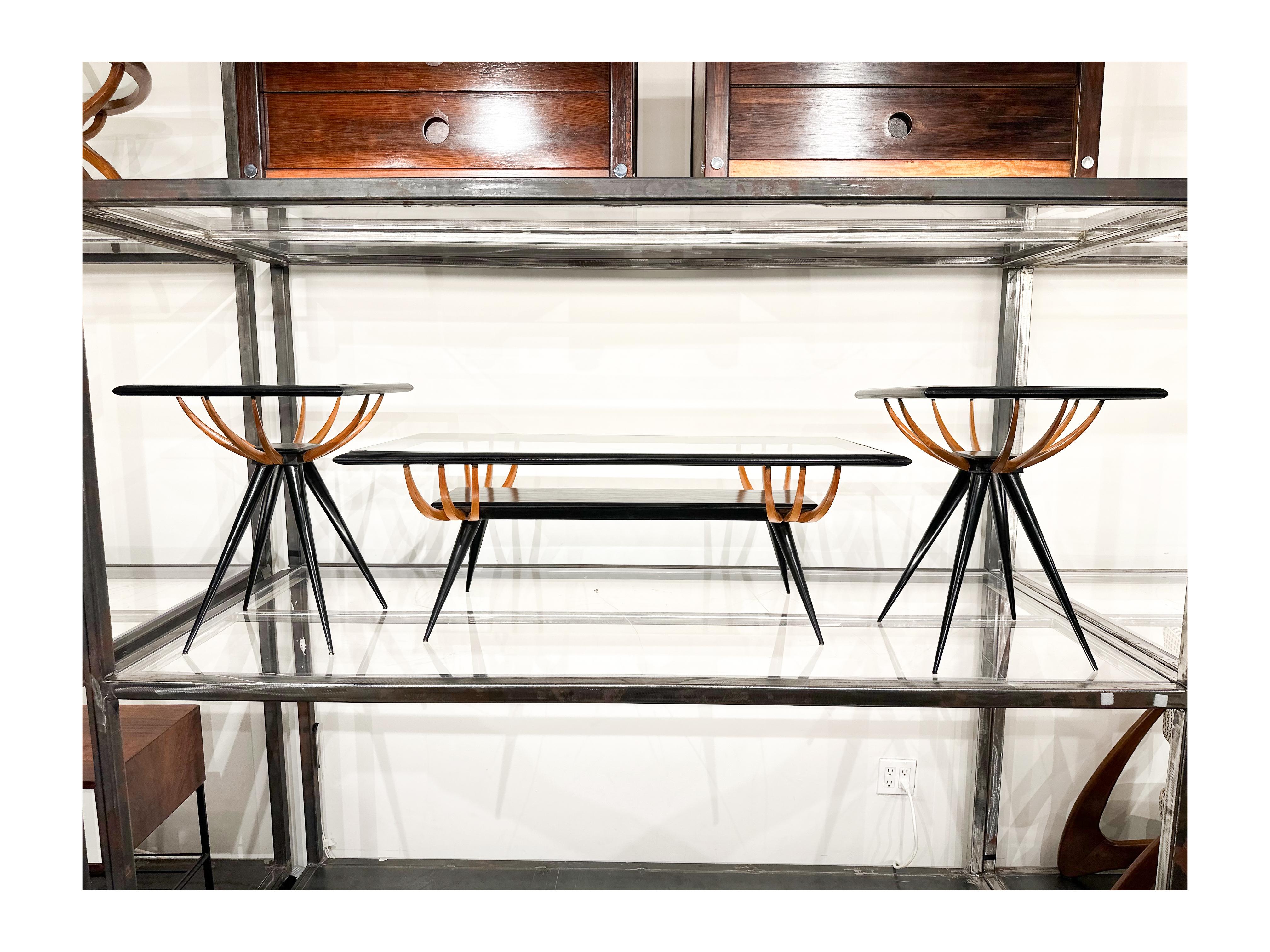 Rectangular Coffee Table in Hardwood & Glass, Giuseppe Scapinelli, 1950s Brazil For Sale 2