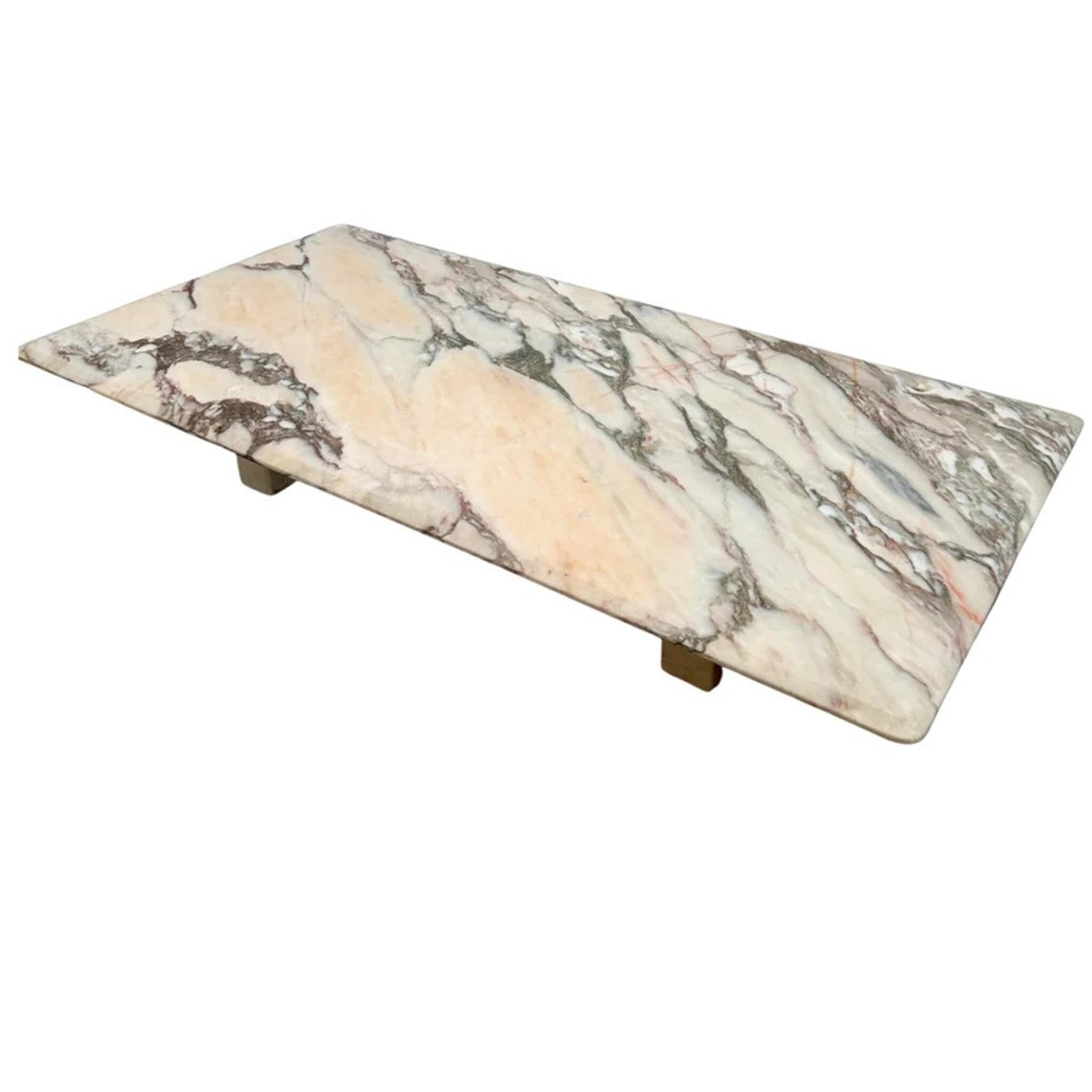 Spanish Rectangular Coffee Table in Pink Arabescato Marble, Spain, 1980s For Sale