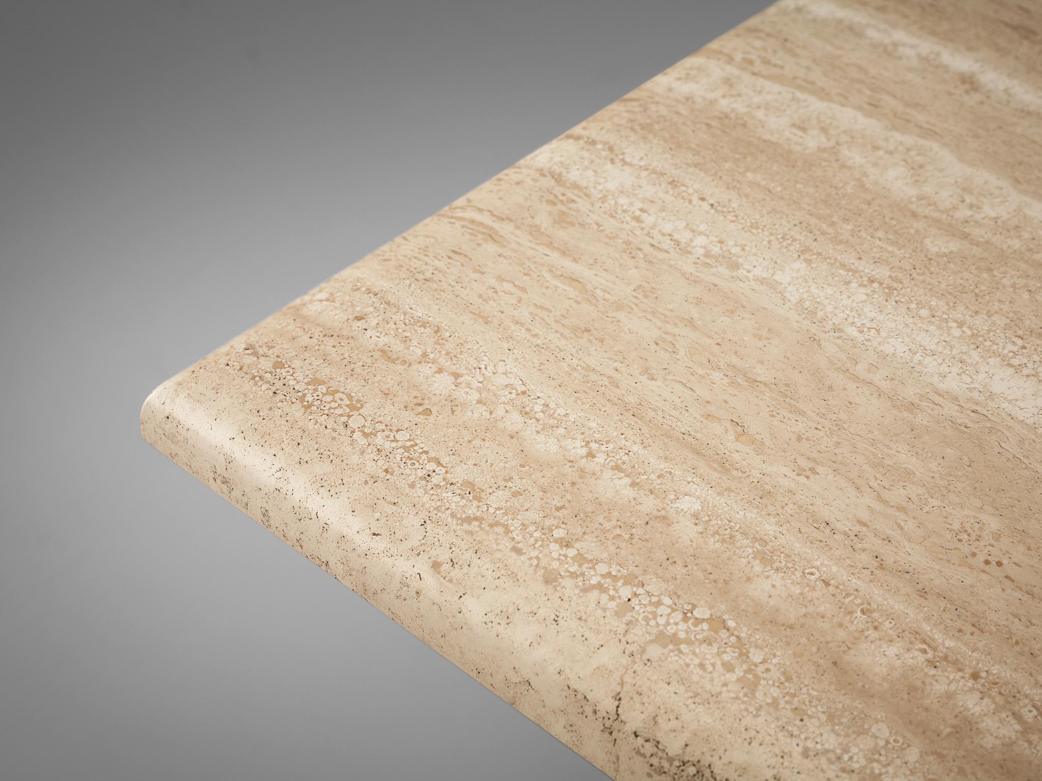 Italian Rectangular Coffee Table in Travertine