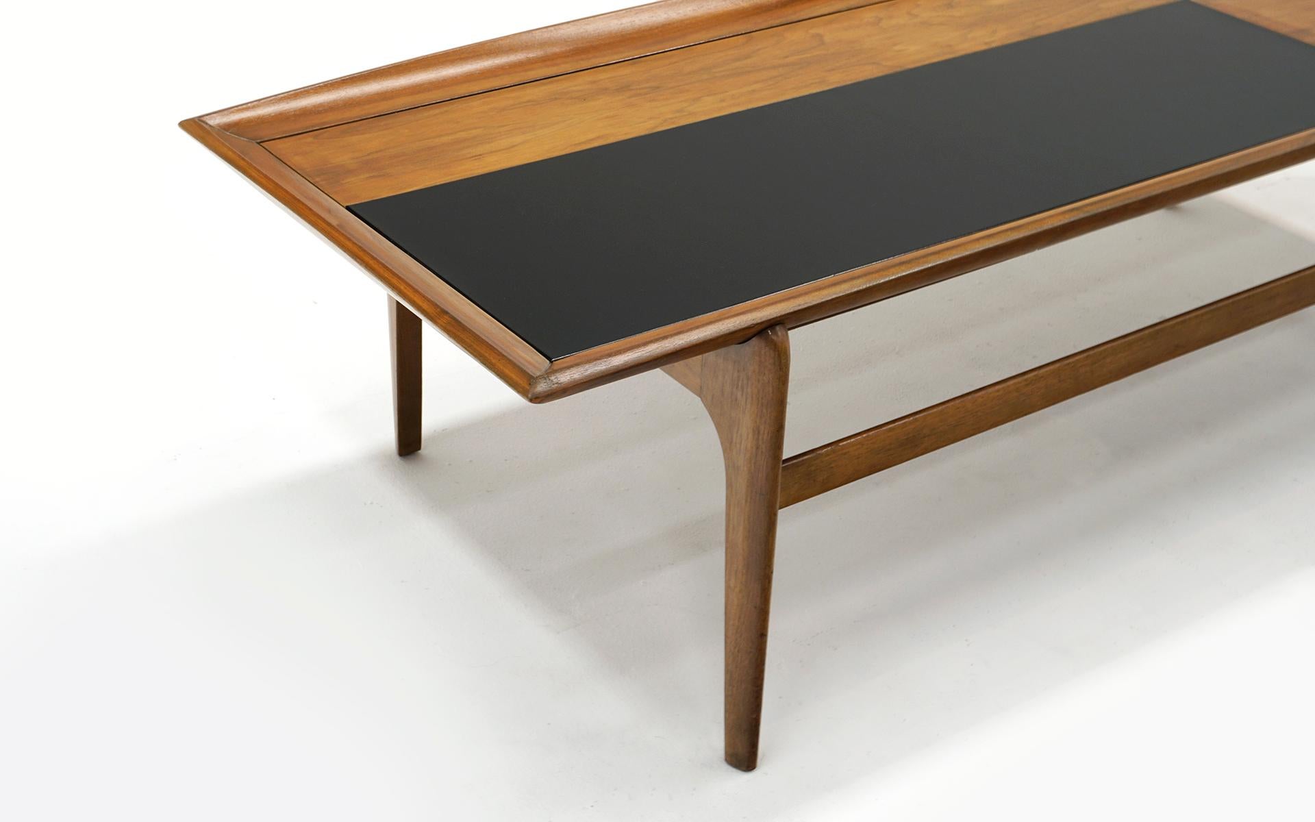 Rectangular Coffee Table in Walnut, Black and White by Brown Saltman In Good Condition For Sale In Kansas City, MO