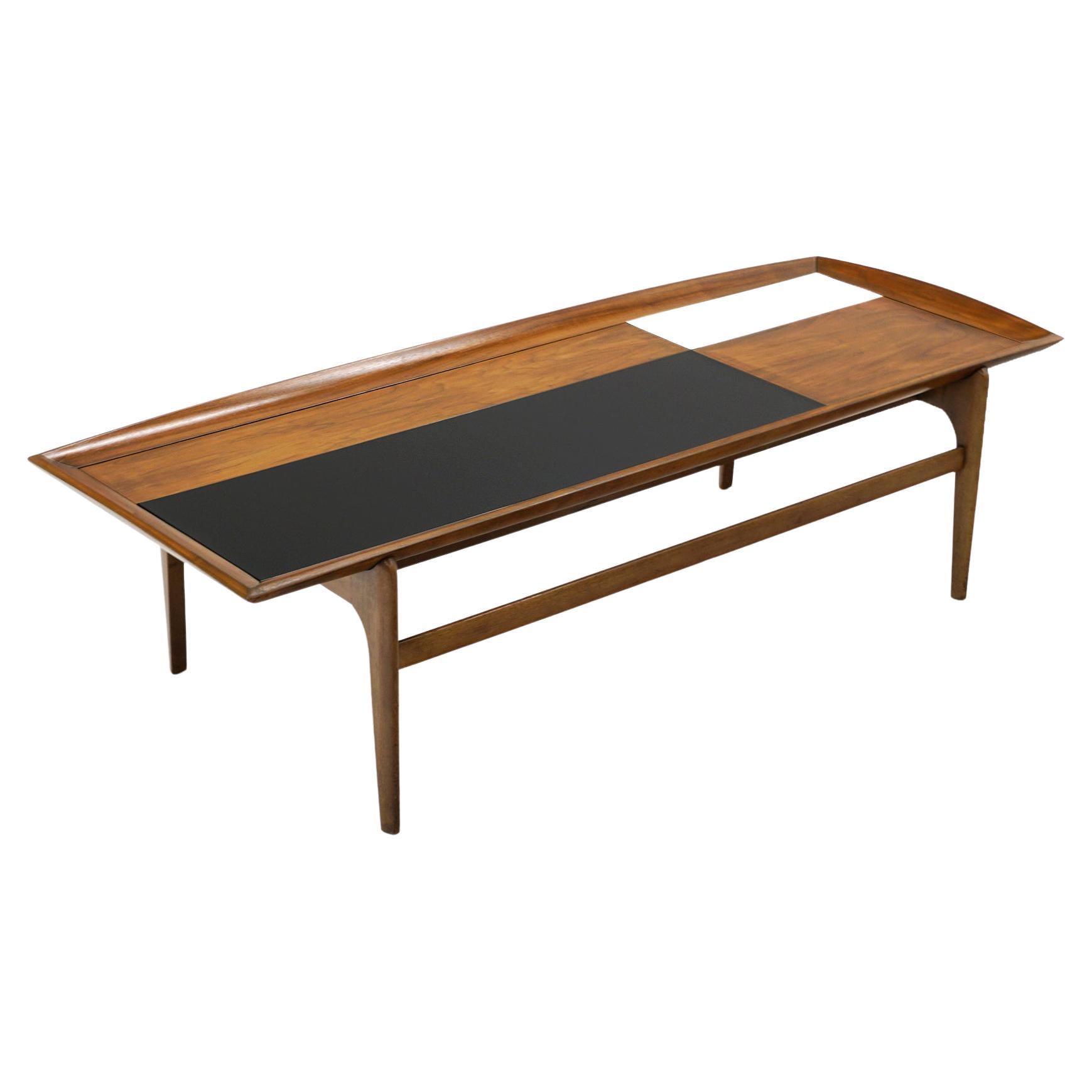 Rectangular Coffee Table in Walnut, Black and White by Brown Saltman