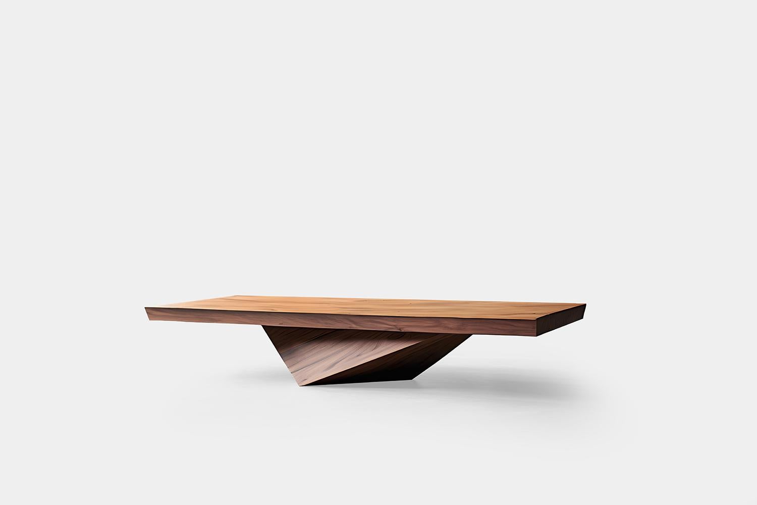 Mid-Century Modern Solace 23: Sophisticated Solid Wood Coffee Table with Angular Lines For Sale