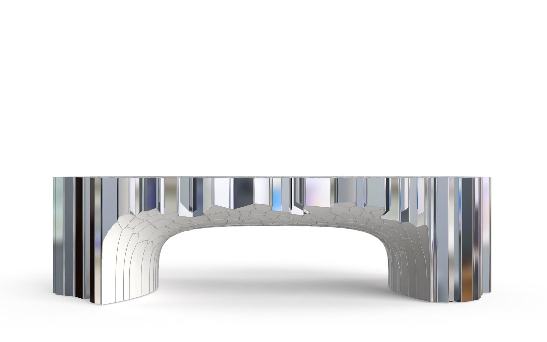 Chinese Rectangular Coffee Table 'MY Collection' by Michael Young Stainless Steel Enamel