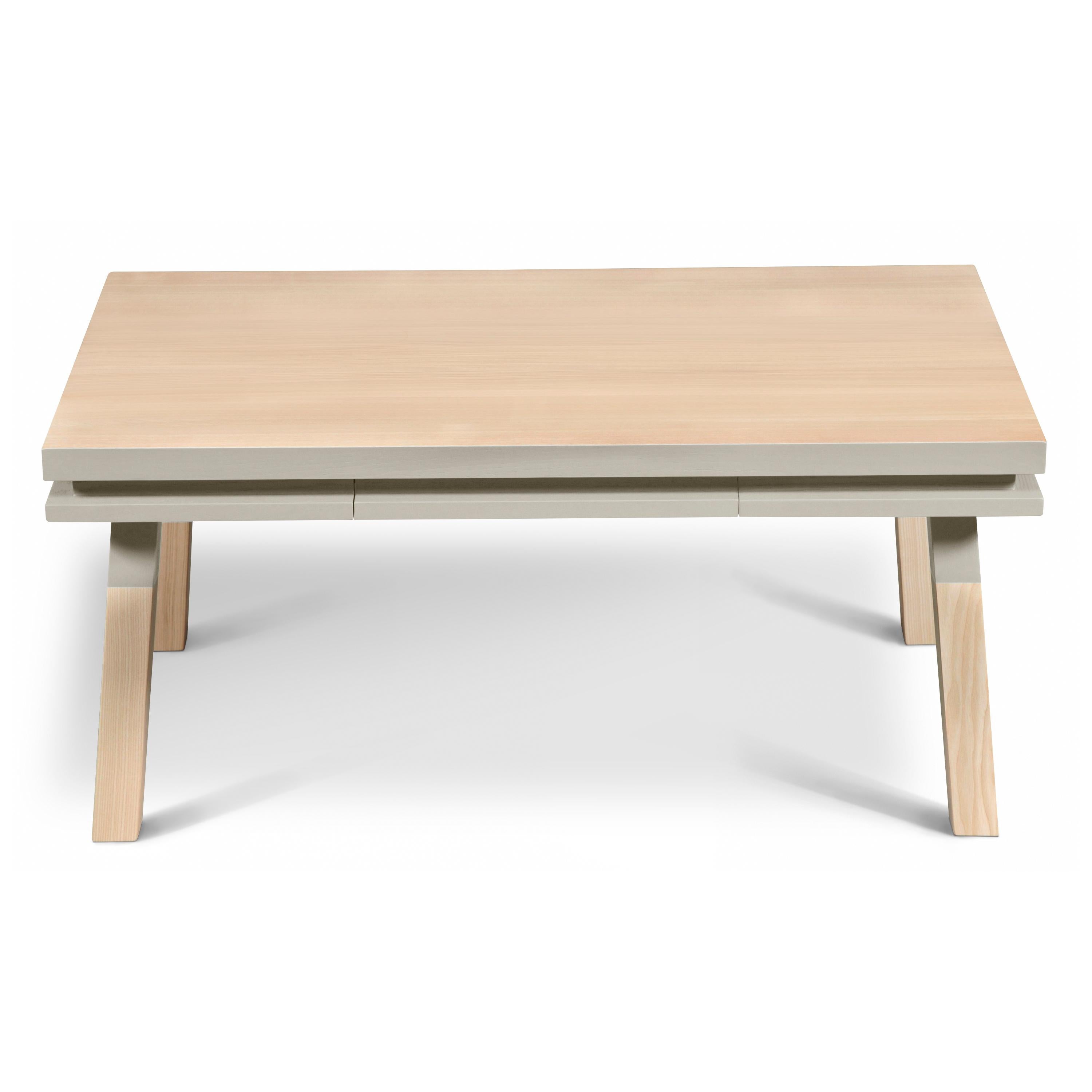 Scandinavian Modern Rectangular coffee table in solid ash wood & bespoke by Eric Gizard, Paris  For Sale