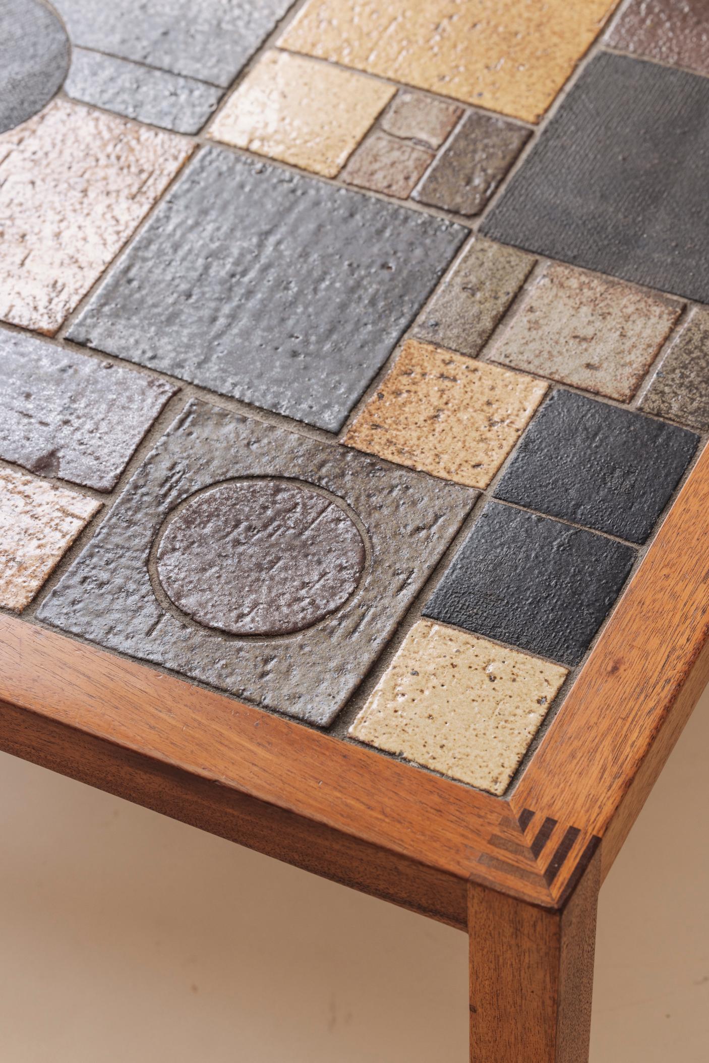 Mesa de centro rectangular de cerámica esmaltada abstracta, Dinamarca años 60. en venta 8