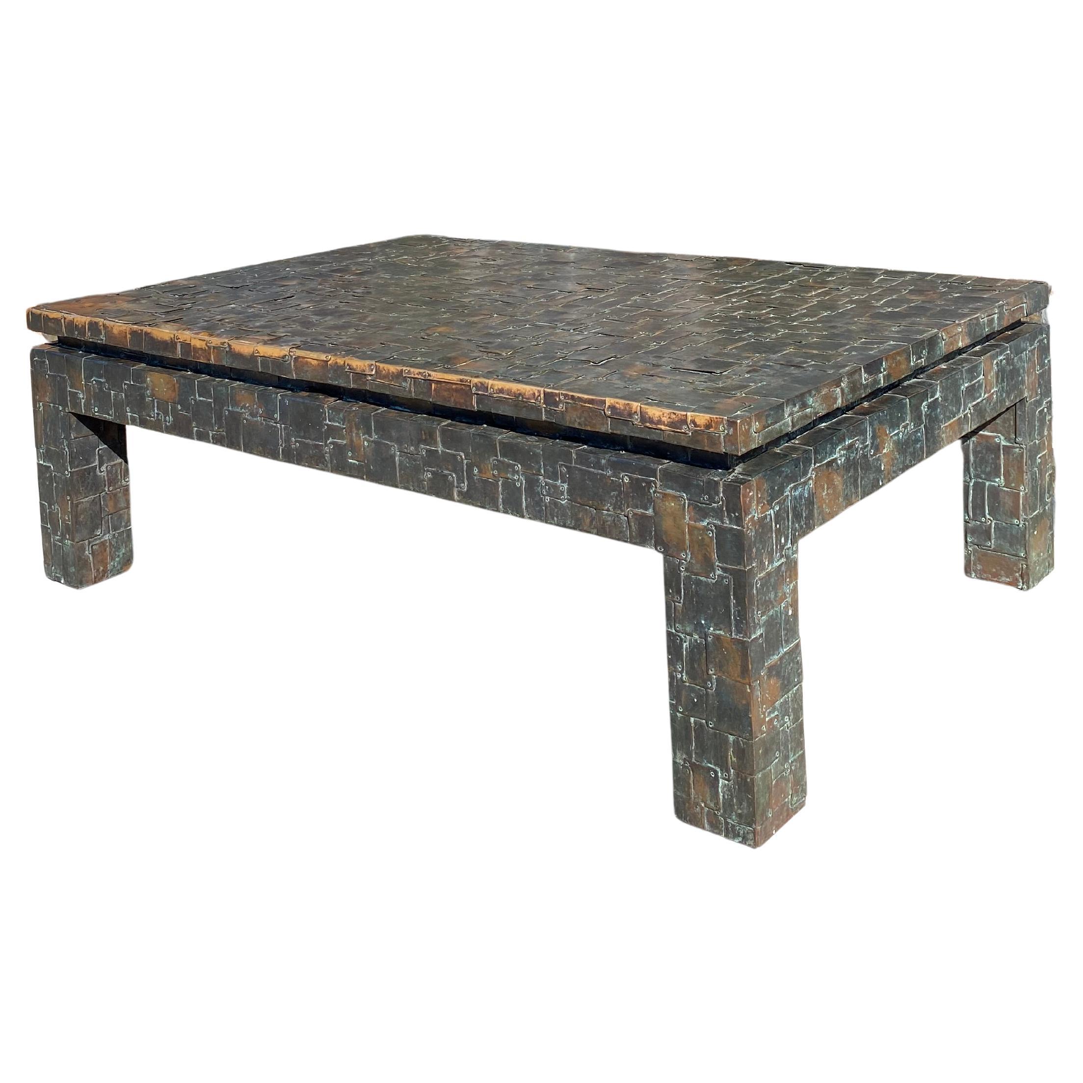 Rectangular Coffee Table with Copper Patchwork Finish by Maitland-Smith