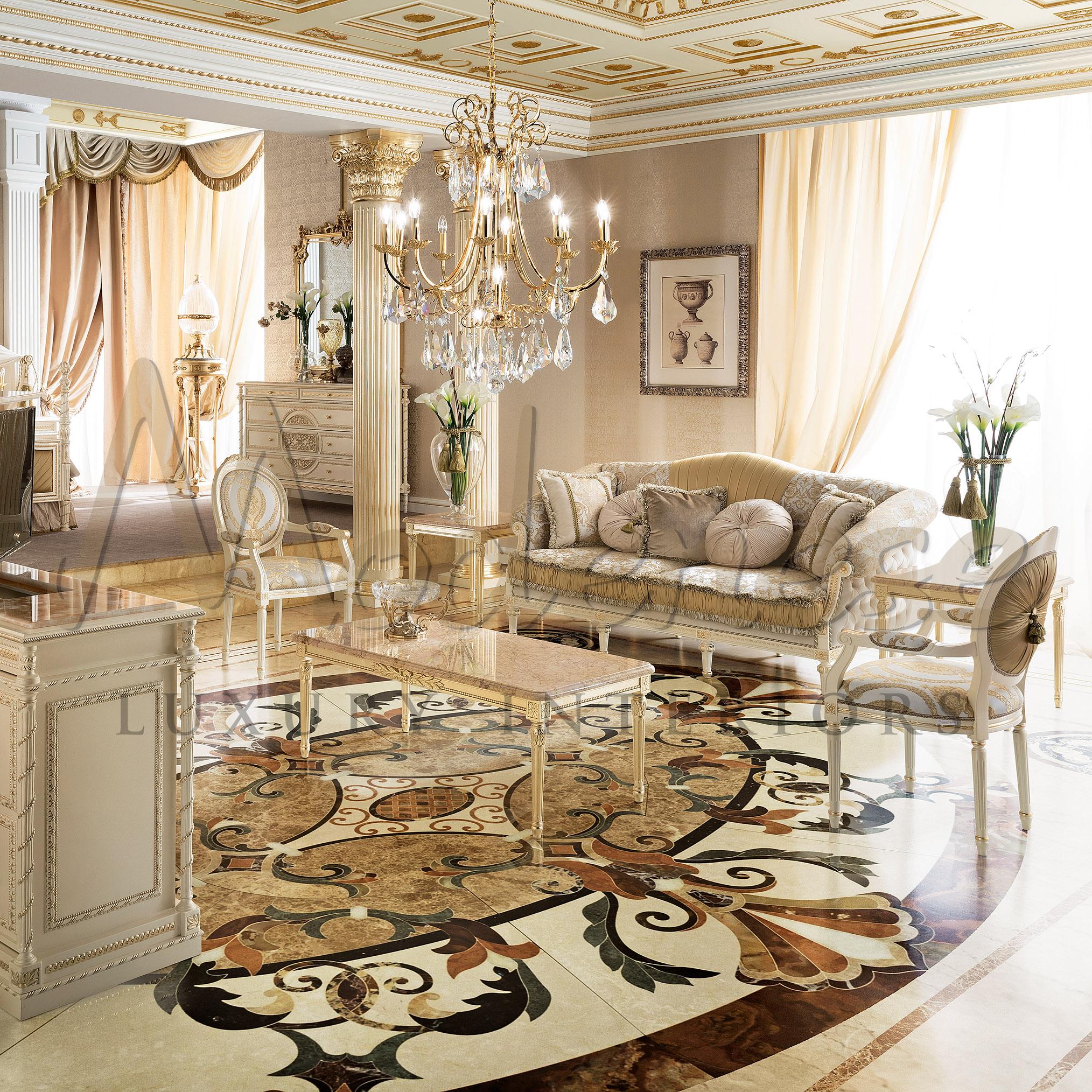 Victorien Table basse rectangulaire avec plateau en marbre Crema Valencia par Modenese Interiors en vente