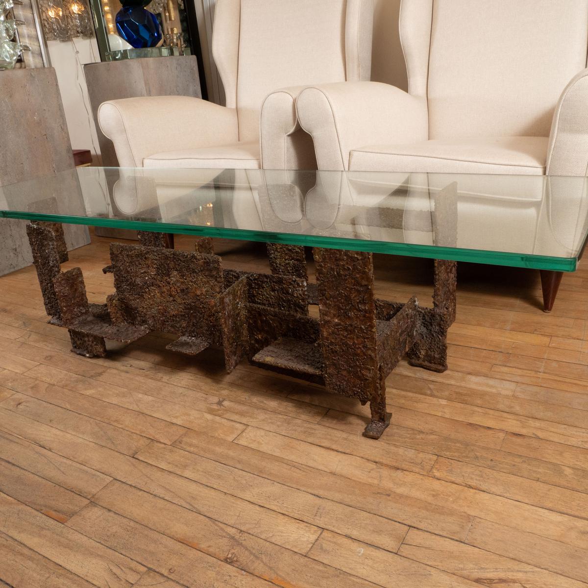 Mid-Century Modern Rectangular coffee table with glass top  For Sale