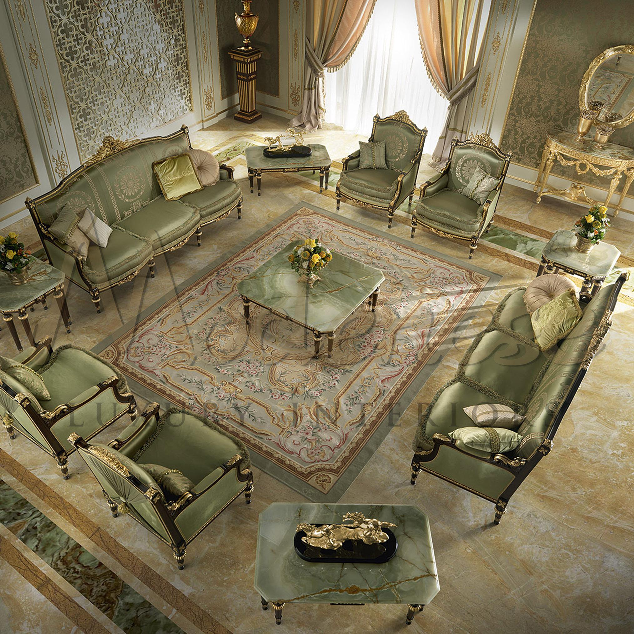 italien Table basse rectangulaire avec plateau en onyx vert par Modenese Luxury en vente