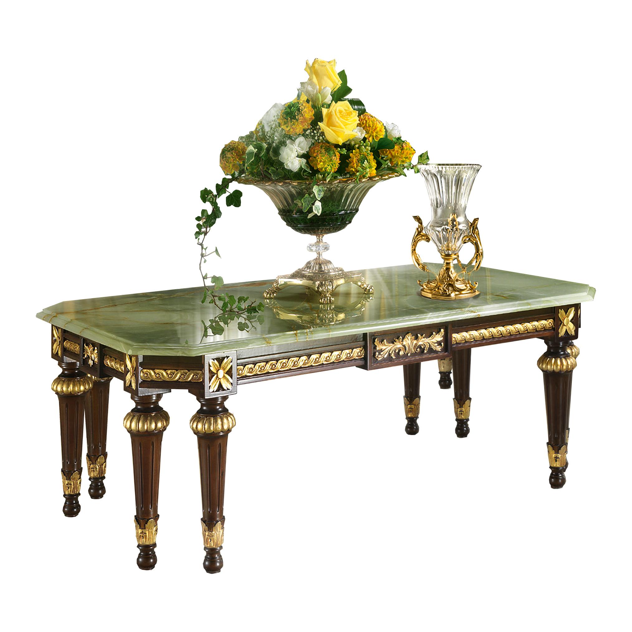 Peint Table basse rectangulaire avec plateau en onyx vert par Modenese Luxury en vente