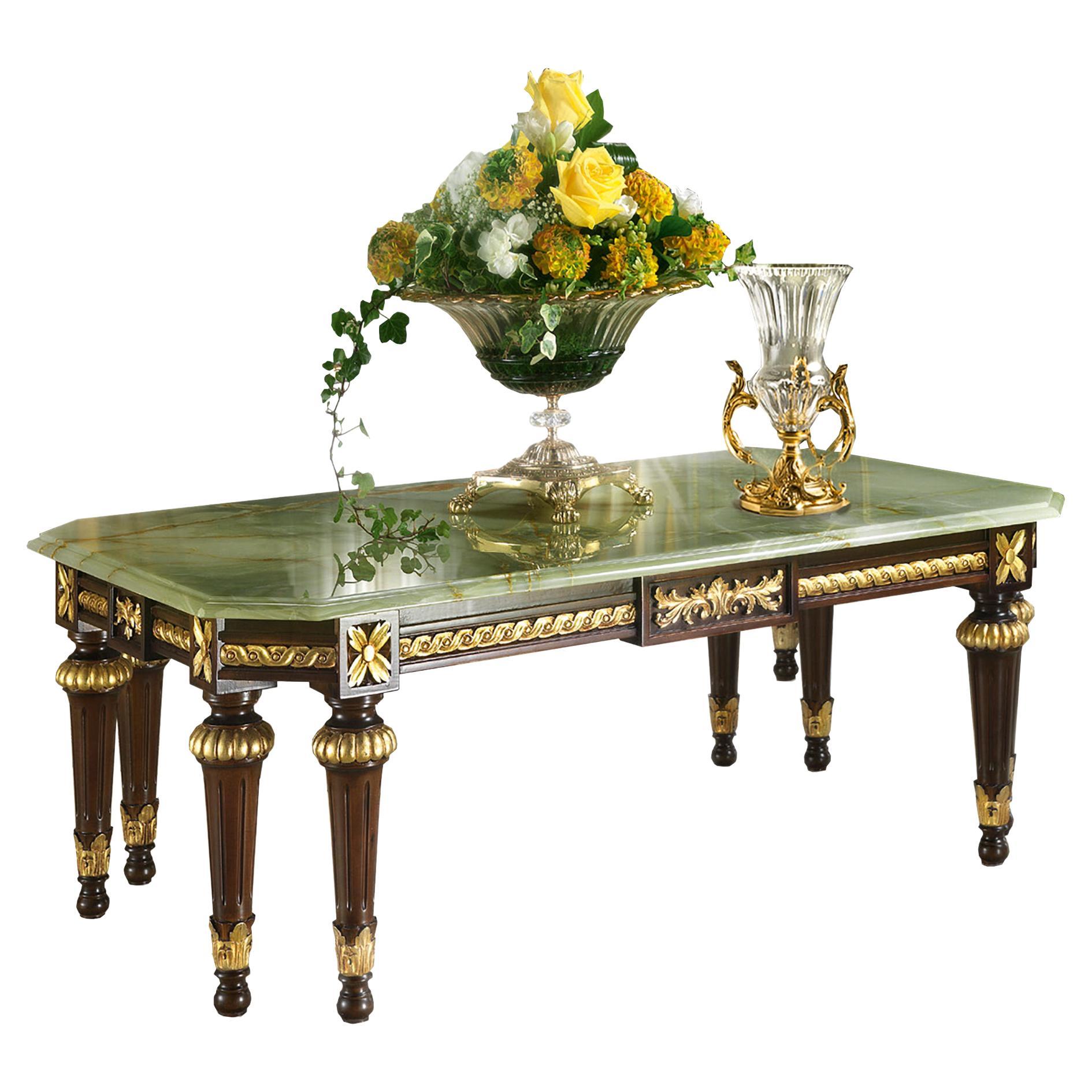 Rectangular Coffee Table with Green Onyx Top by Modenese Luxury