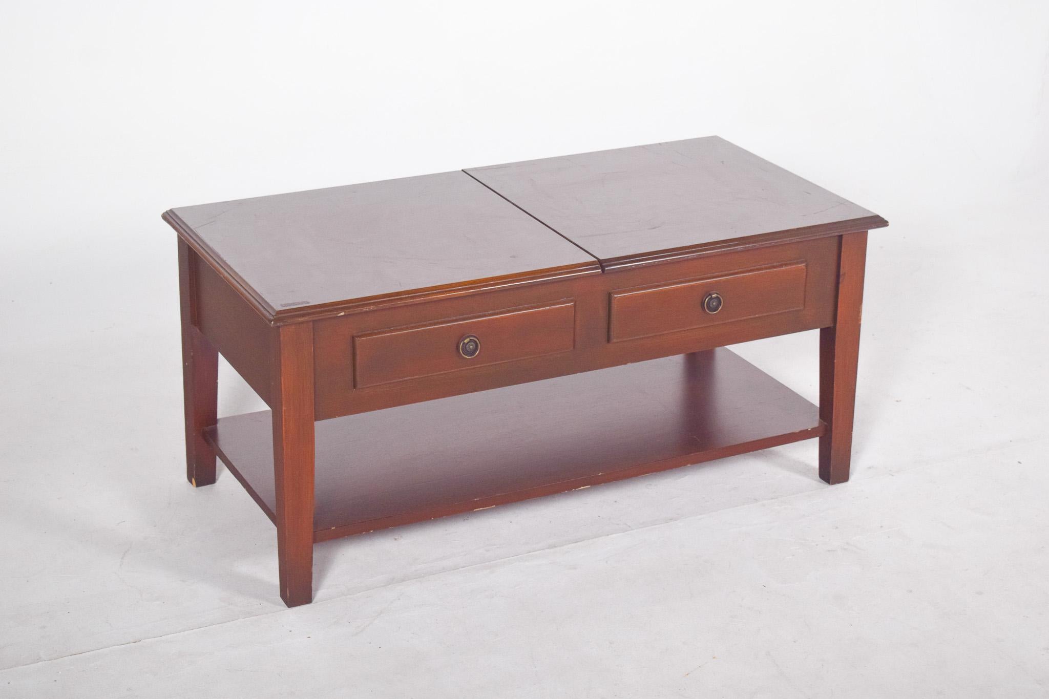 Mid-Century Modern Rectangular Coffee Table With Hinged Top For Sale
