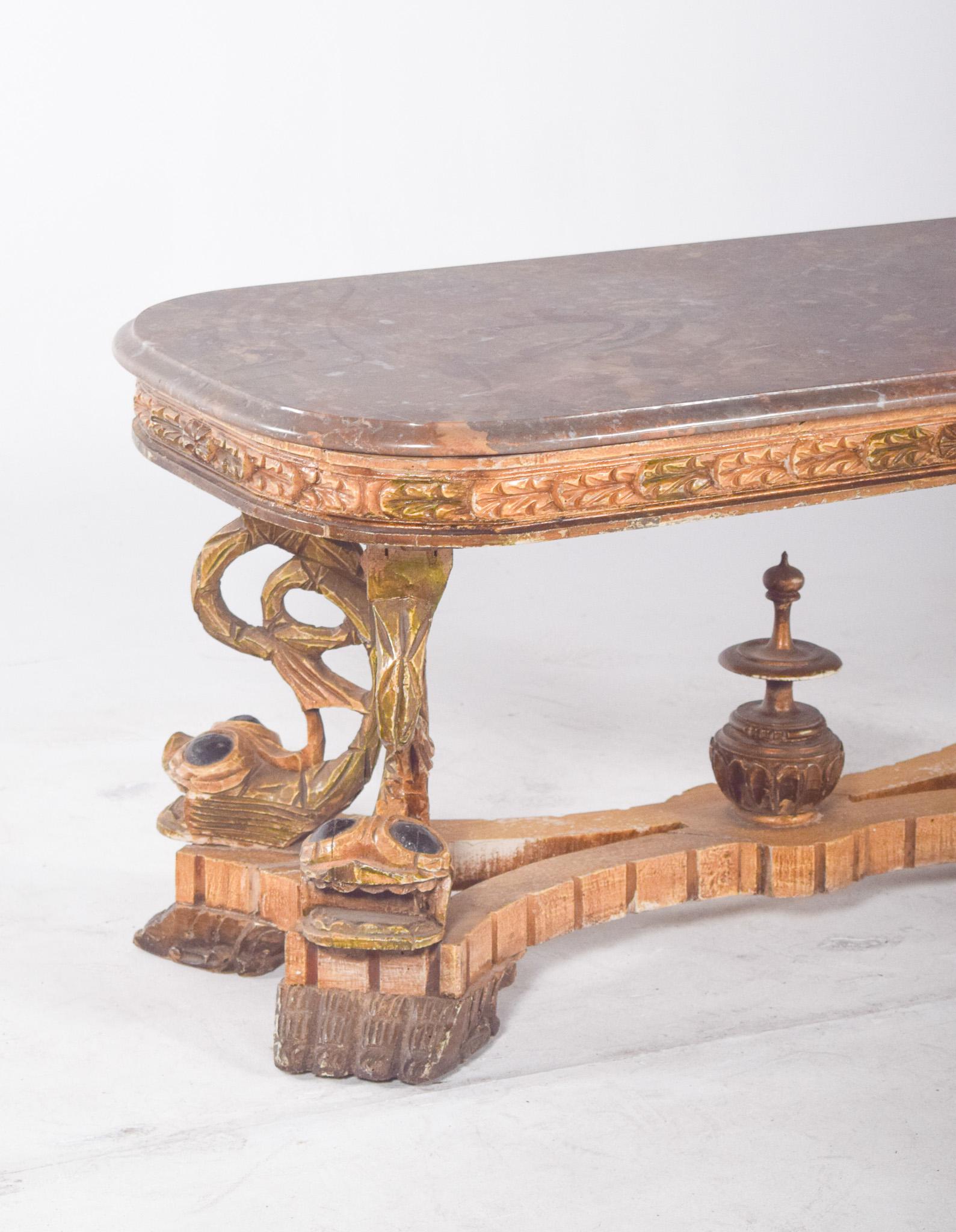 Other Rectangular Coffee Table with Marble Top For Sale