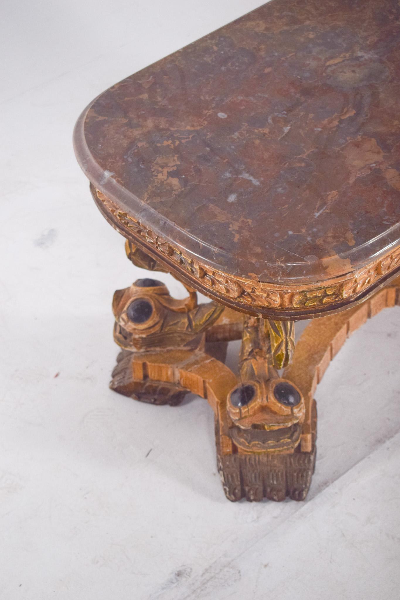 Rectangular Coffee Table with Marble Top In Fair Condition For Sale In Lisboa, Lisboa