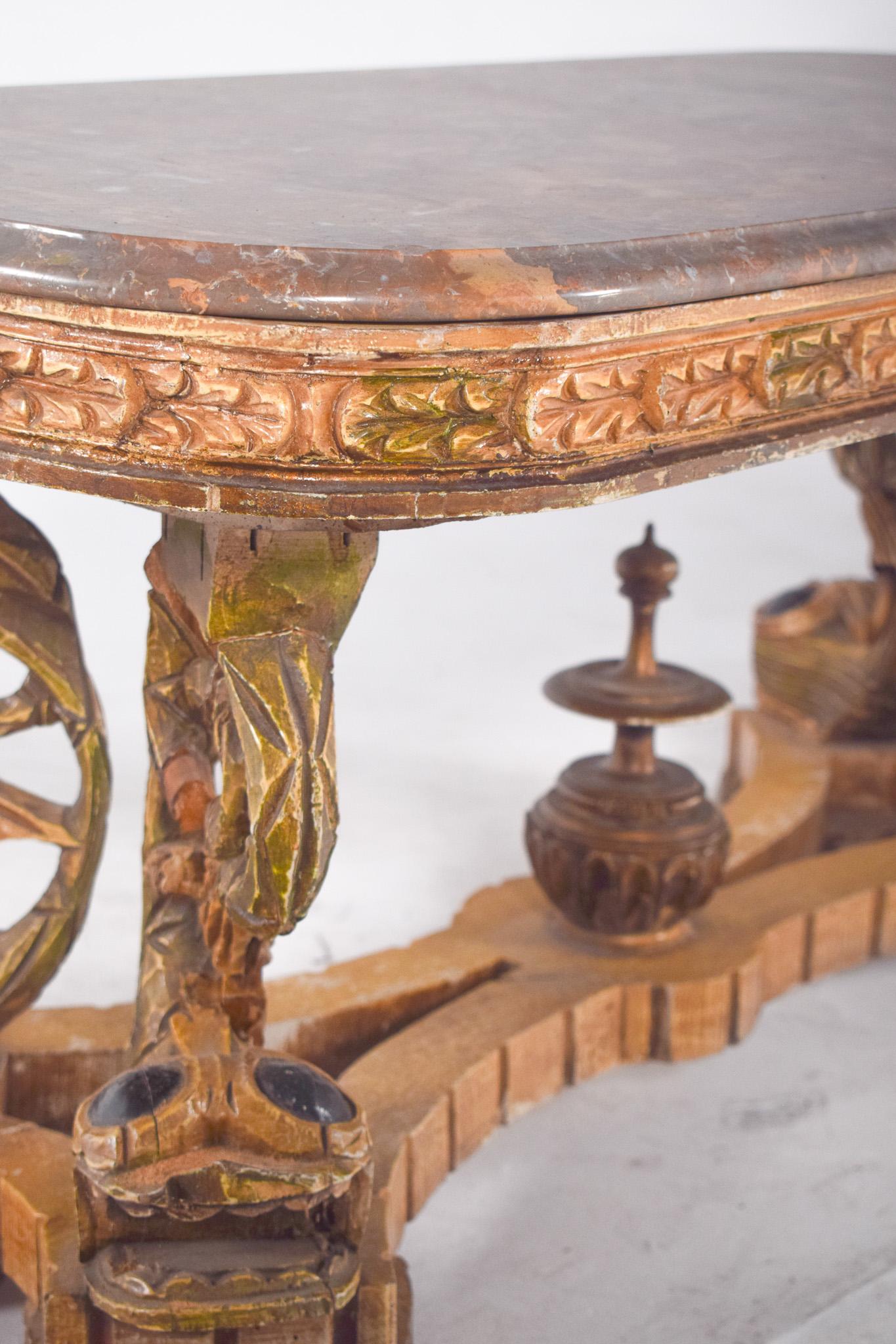 20th Century Rectangular Coffee Table with Marble Top For Sale