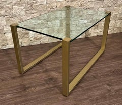 Rectangular Coffee Table with Metal Structure and Glass Top