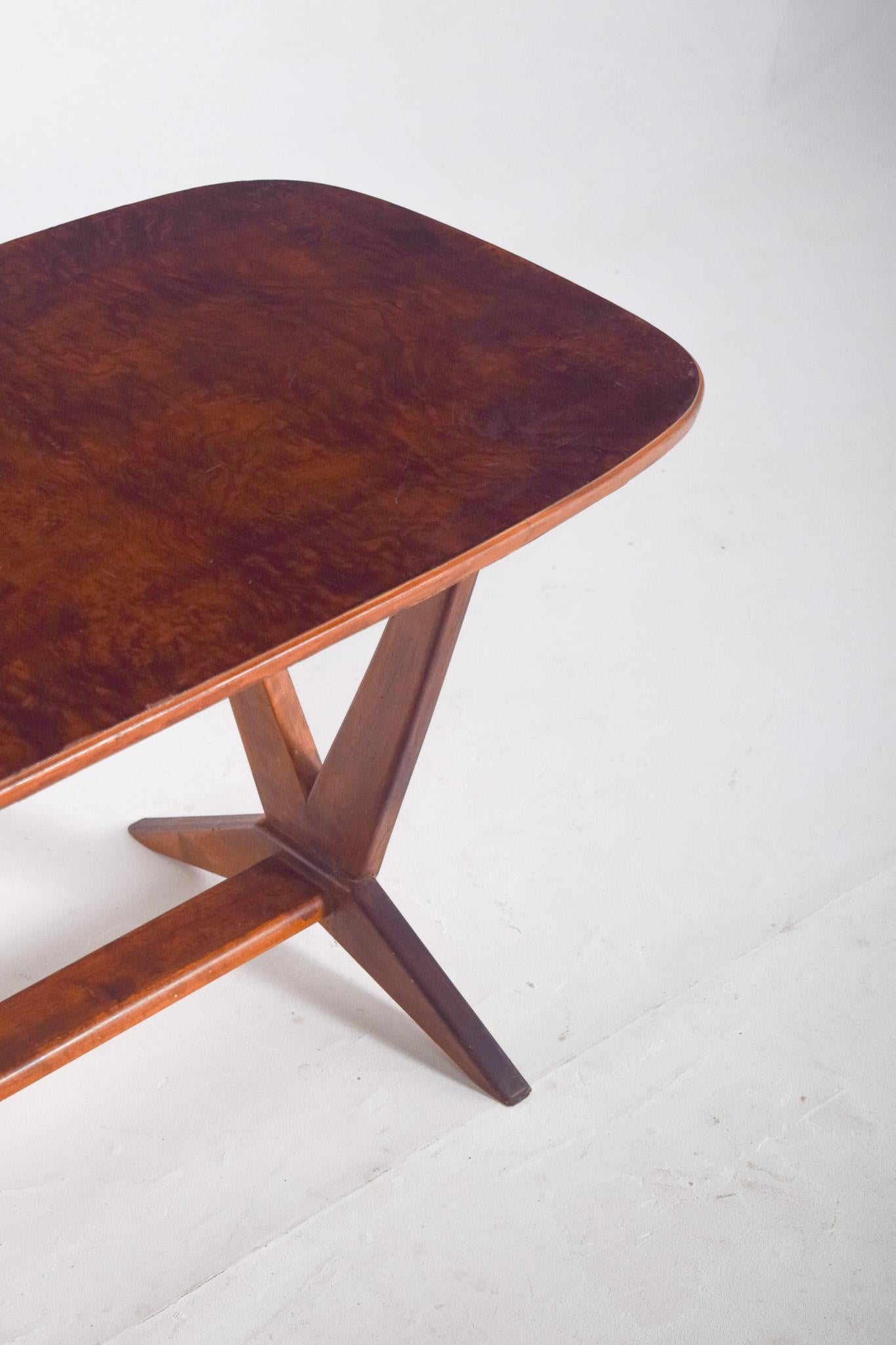 Portuguese Rectangular Coffee Table with V-Shaped Legs, 1950s For Sale
