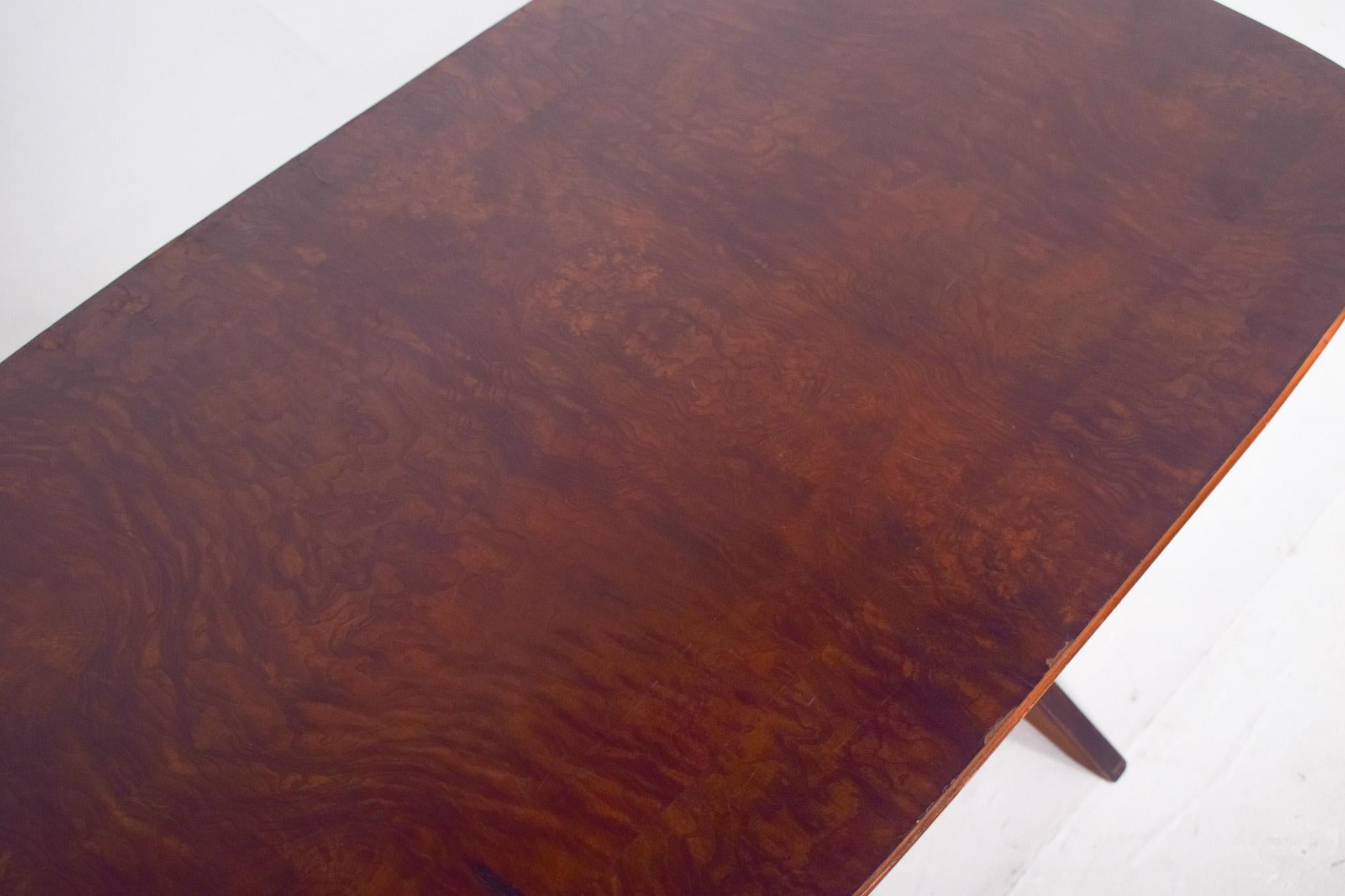 Mid-20th Century Rectangular Coffee Table with V-Shaped Legs, 1950s For Sale