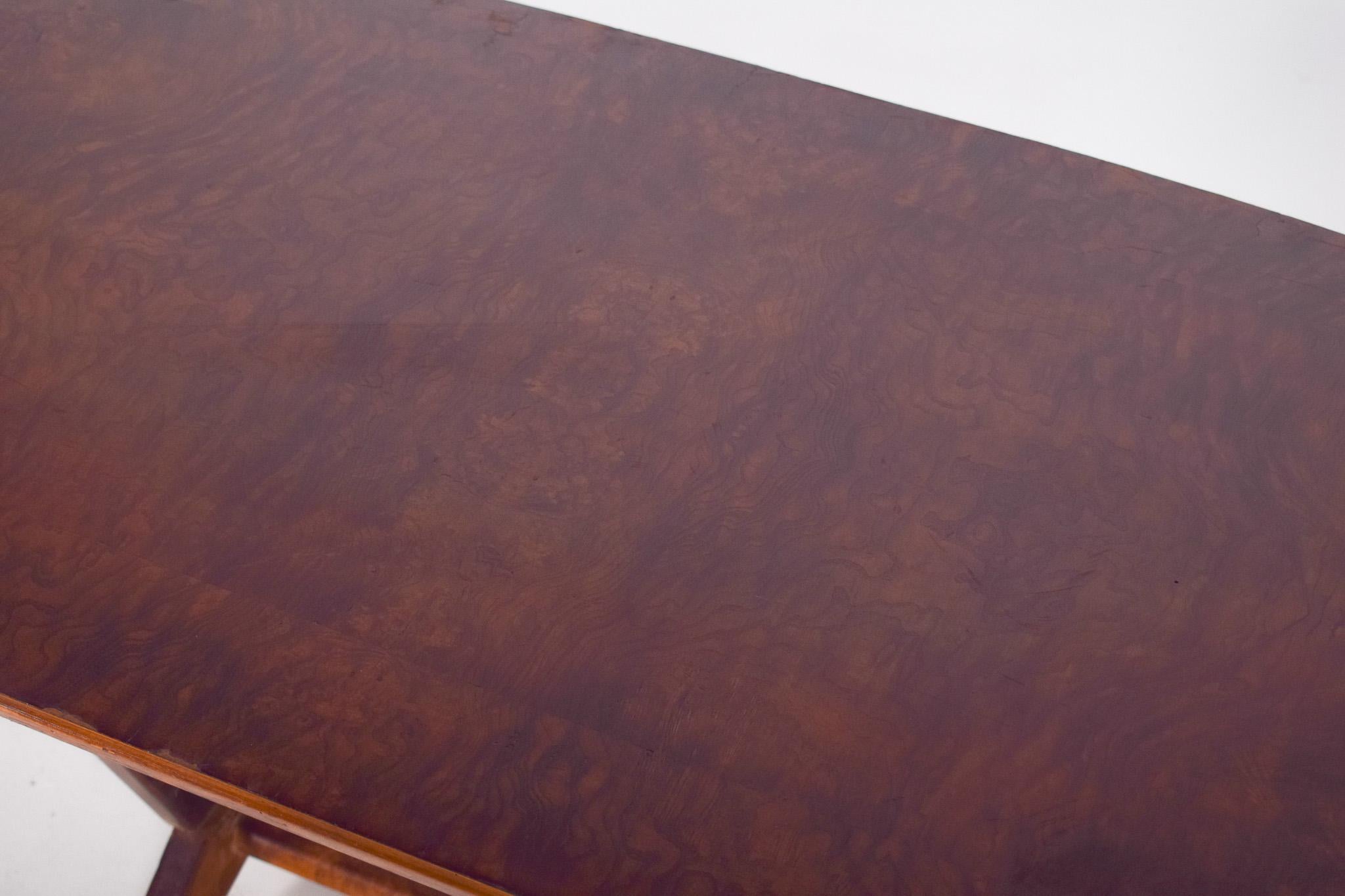 Wood Rectangular Coffee Table with V-Shaped Legs, 1950s For Sale