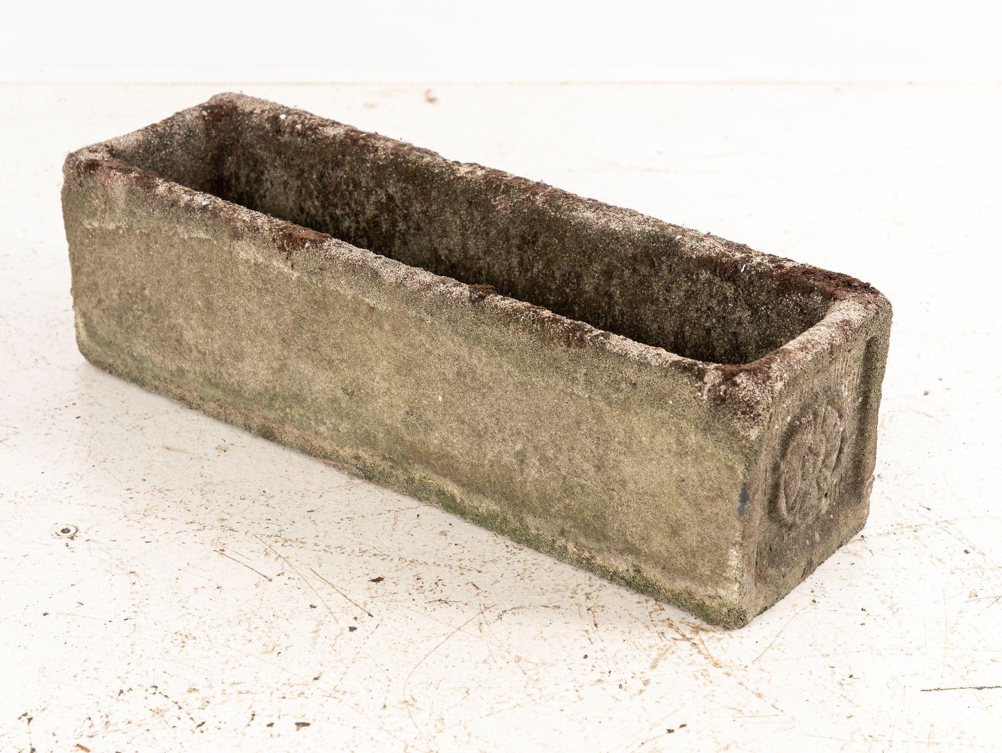 Rectangular Concrete Stone Planter with Tudor Rose Pattern, England mid 20th C. For Sale 4