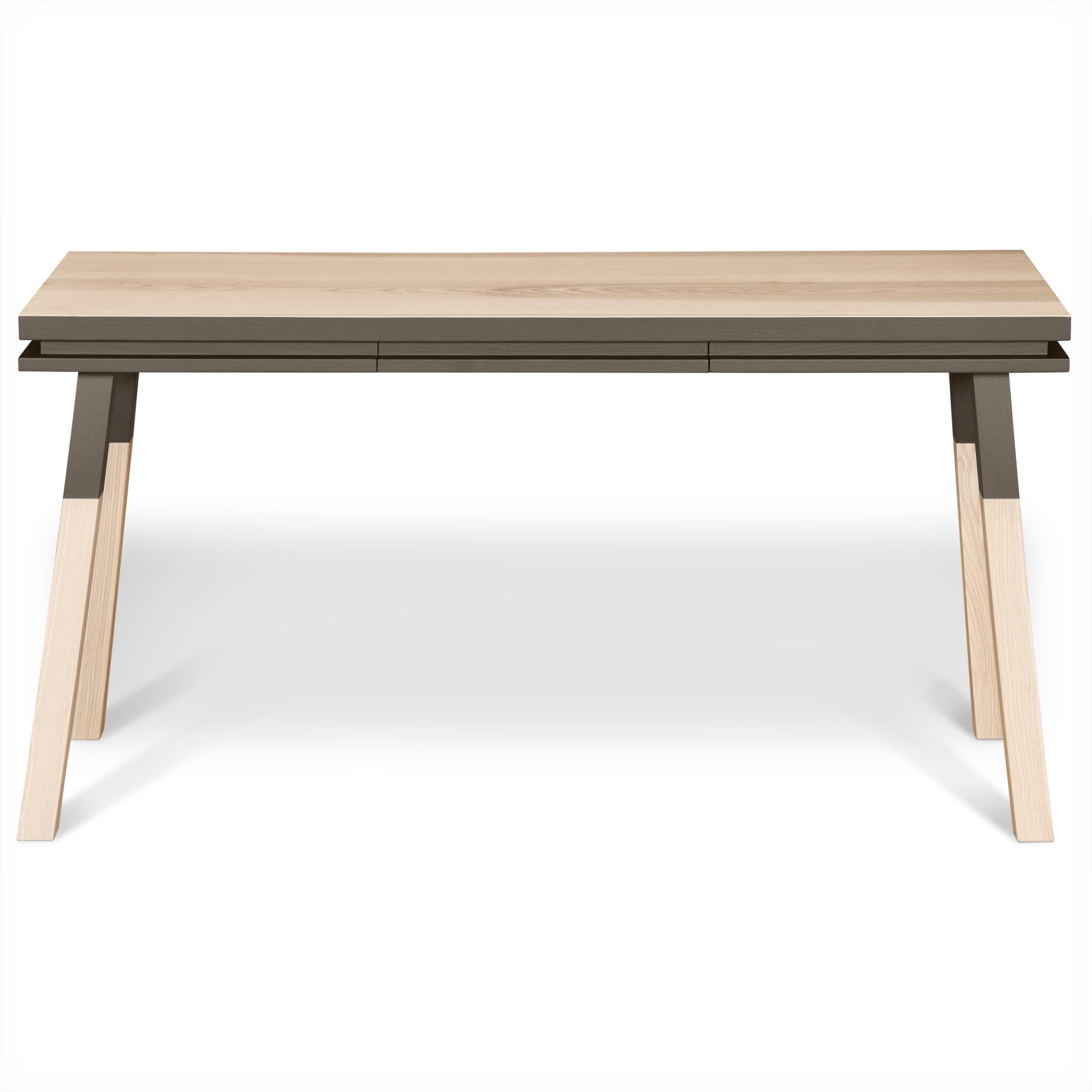 Bureau rectangulaire, design scandinave avec bois massif à 100 %, 11 couleurs en vente 1