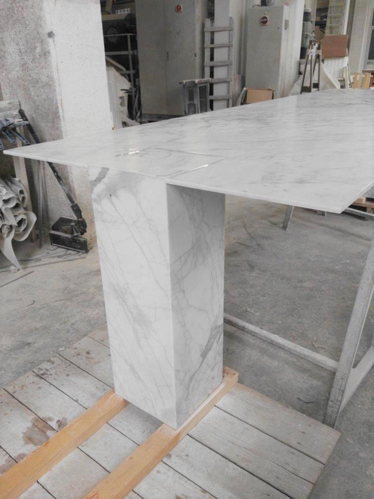 Italian Rectangular Console Table in White Stone by Kreoo For Sale