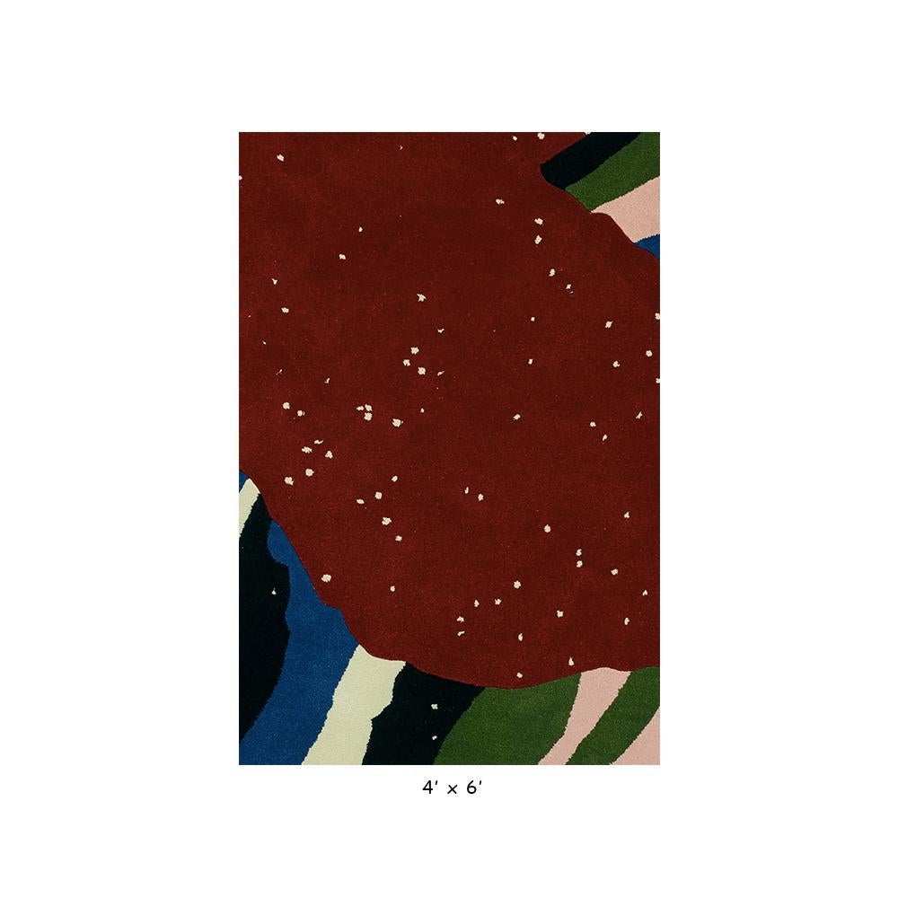 Rectangular Cosmos rug by Cody Hoyt and kinder MODERN in 100% New Zealand wool

Designed by Cody Hoyt and Lora Appleton
100% New Zealand wool
Hand tufted and handcut
Measures: 8' x 10'

Also available:
4' x 6' - $2,400.00
5' x 7' -