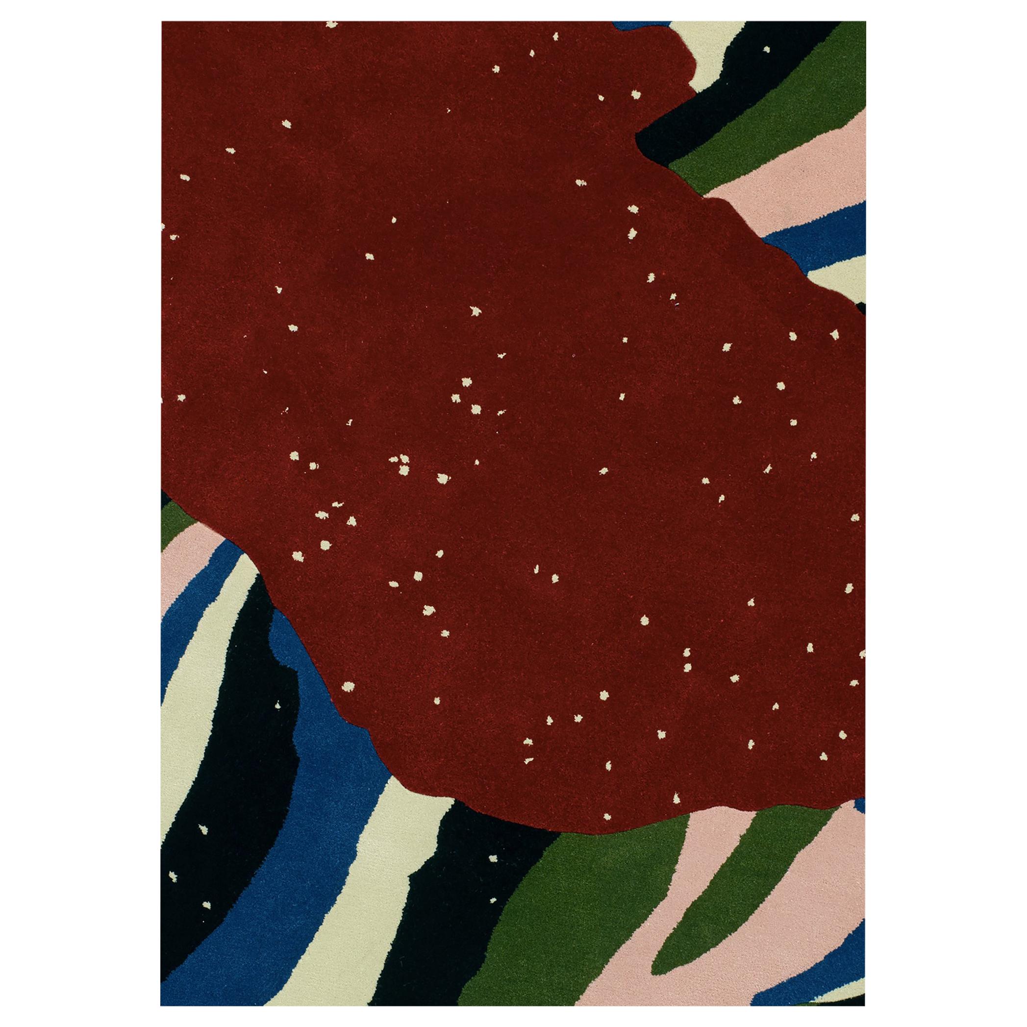 Rectangular Cosmos Rug by Cody Hoyt and kinder Modern in 100% New Zealand Wool For Sale