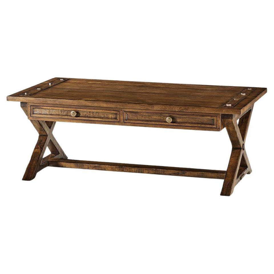 Rustic Rectangular Table Classic Rustic Rectangular Coffee Table For Sale at 1stDibs