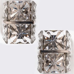 Rectangular Crystal and Gold Plated Sconces by Kinkeldey, Germany
