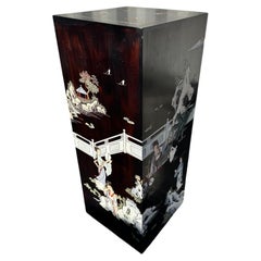 Rectangular Cube Chinoiserie Pedestal w/ Inlay Table