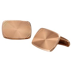 Rectangular Cufflinks, 18k Rose Gold, Star Burst Guilloche