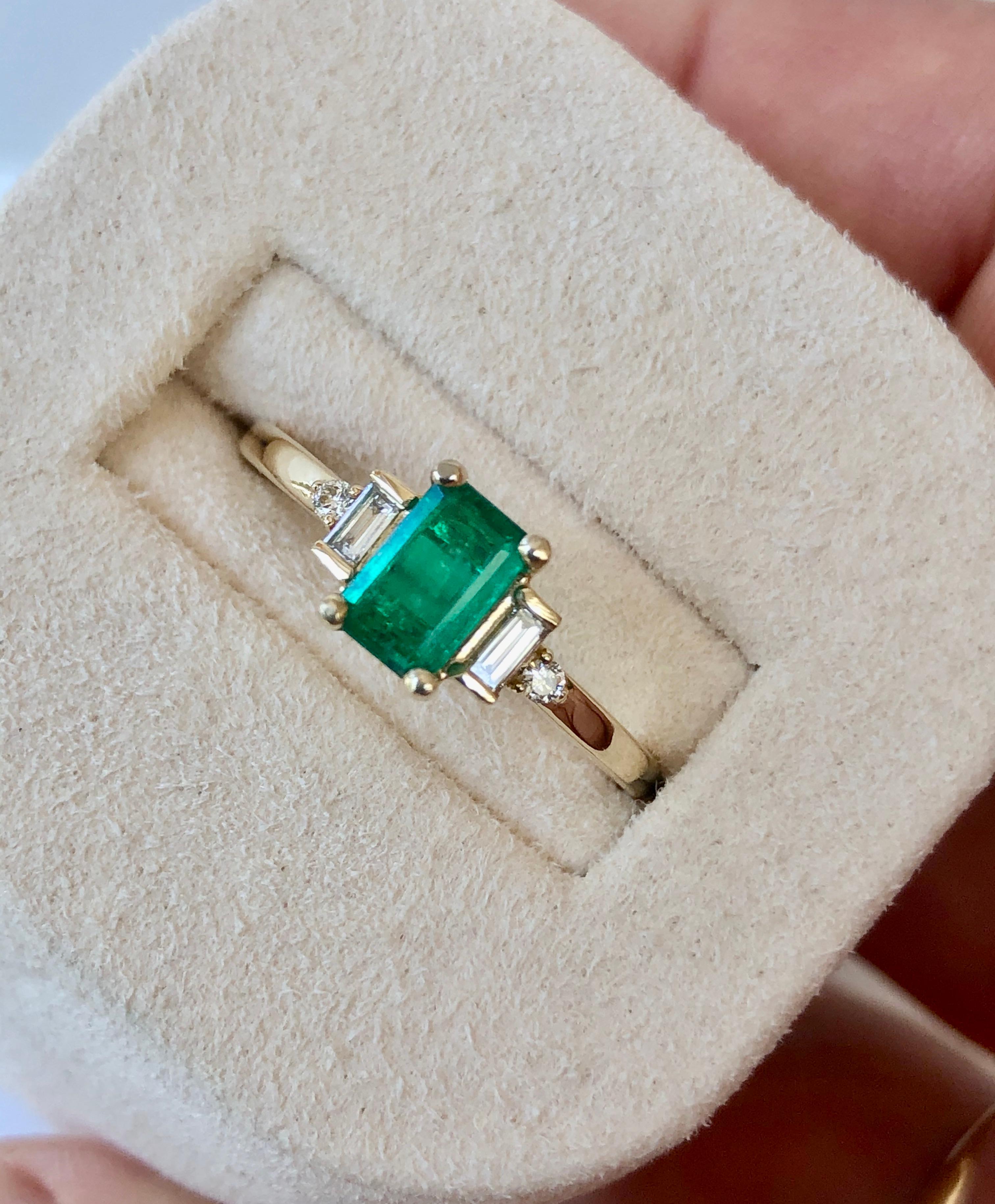 rectangle cut emerald ring