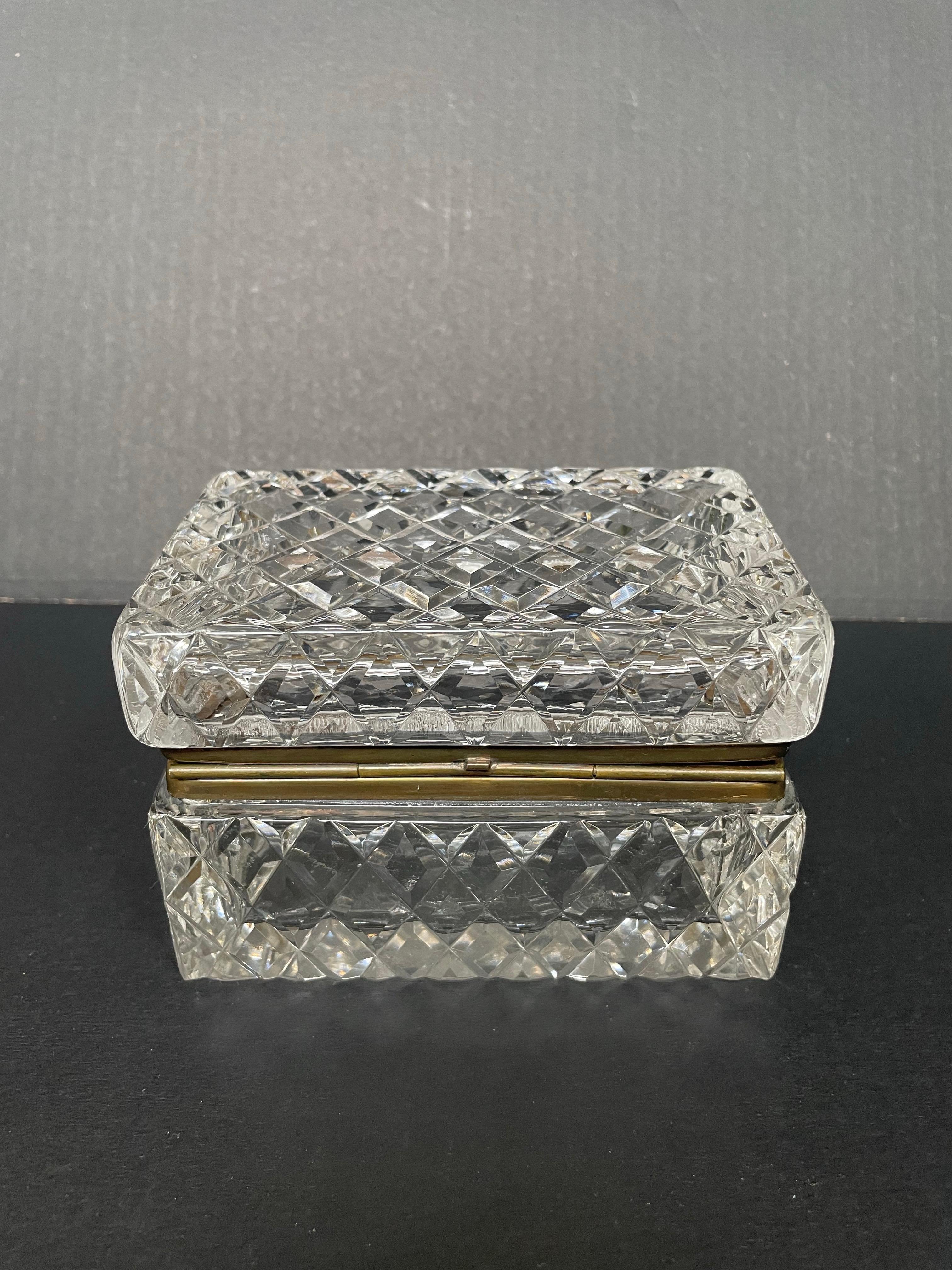 20th Century Rectangular cut glass casket box For Sale