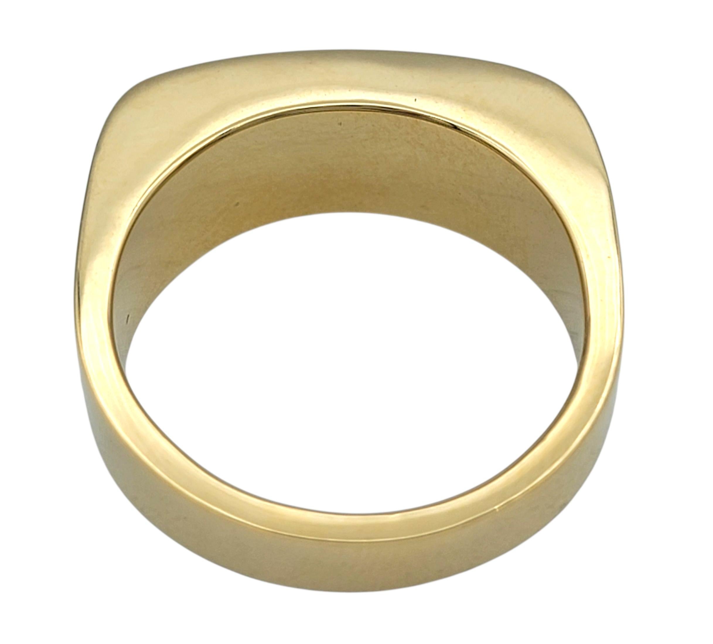 Rectangular Cut Opal Inlay Squared Band Ring in Polished 14 Karat Yellow Gold For Sale 2