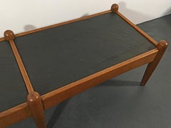 Rectangular Danish Midcentury Slate Top Oak Frame Coffee Table, 1960s
