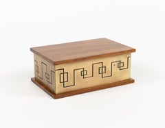 Scatola decorativa rettangolare in ottone e Wood Stile Luciano Frigerio, Italia anni '70