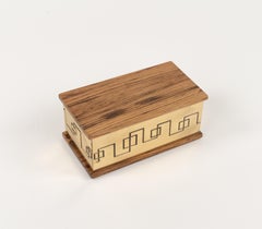 Scatola decorativa rettangolare in ottone e Wood Stile Luciano Frigerio, Italia anni '70