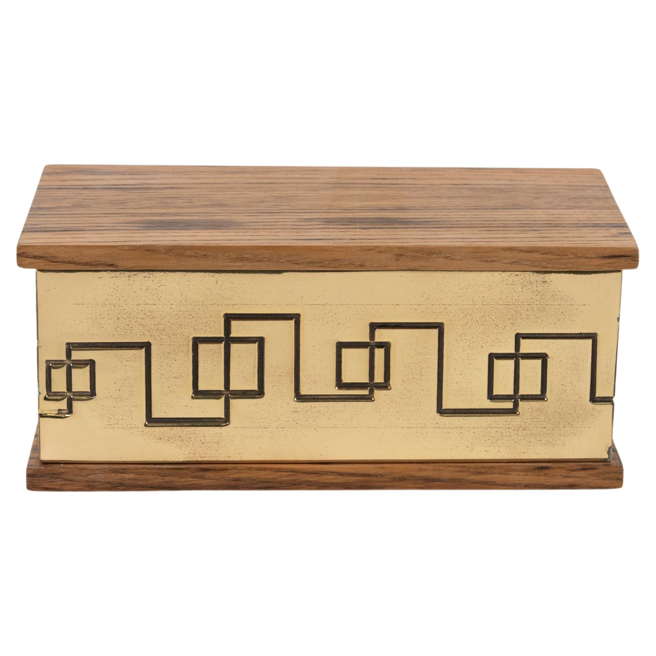 Rechteckige dekorative Schachtel aus Messing und Holz im Luciano Frigerio-Stil, Italien 1970er Jahre
