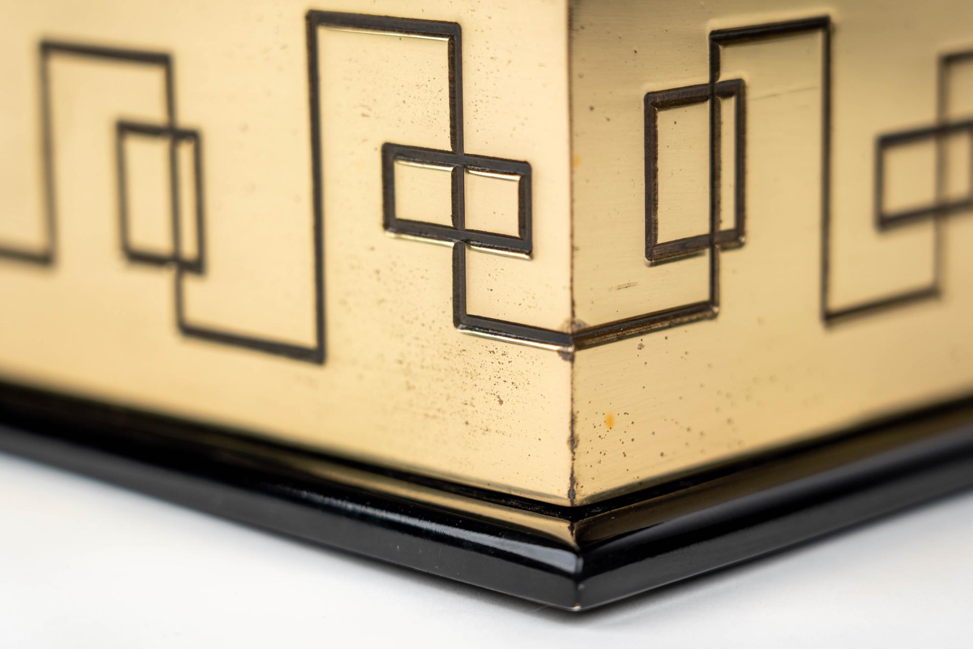 Rectangular Decorative Box in Solid Brass and Lacquered Wood, Italy 1970s For Sale 8