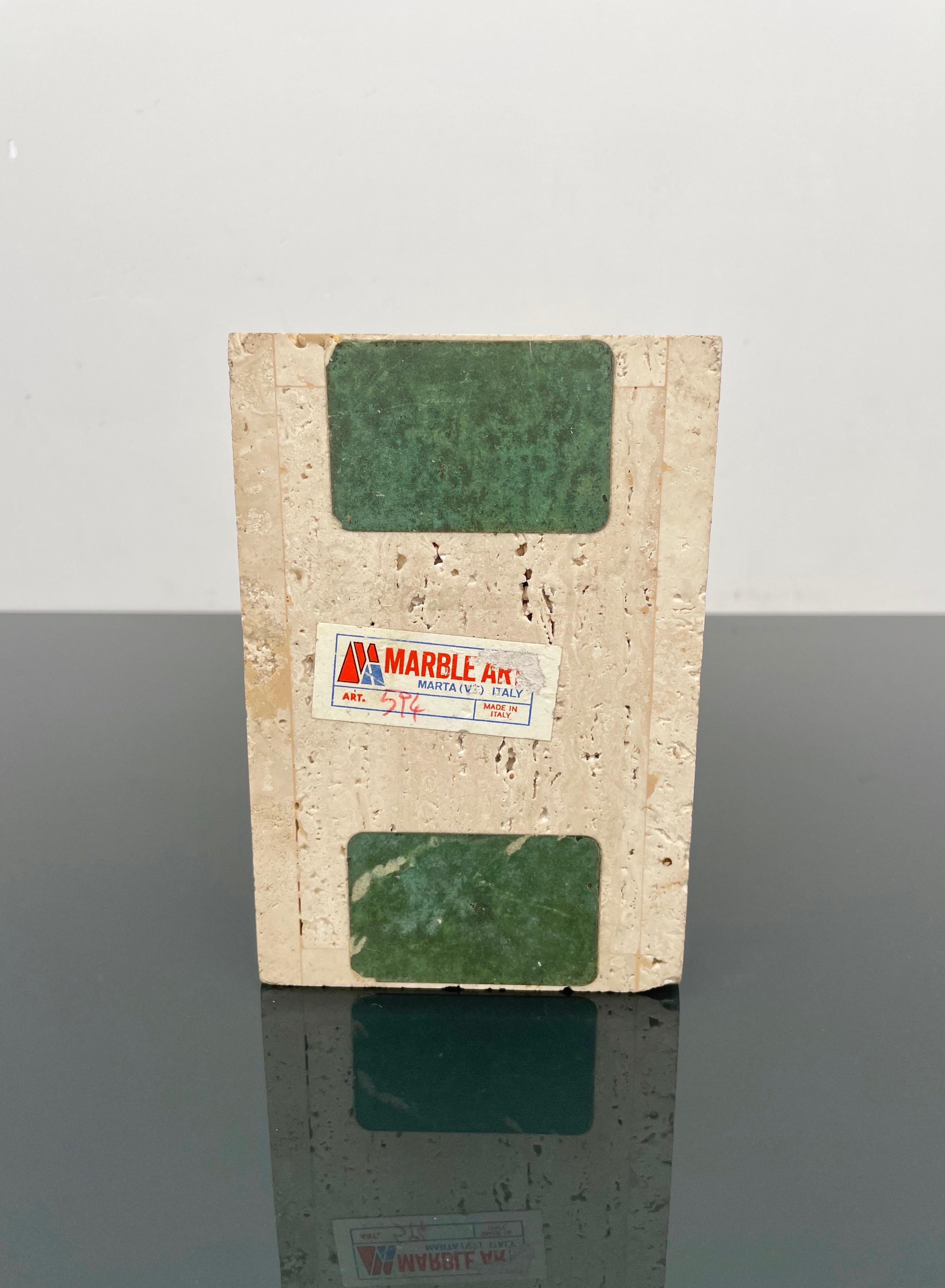 Caja rectangular decorativa en travertino y corcho de Marble Art, Italia, años 70 en venta 6