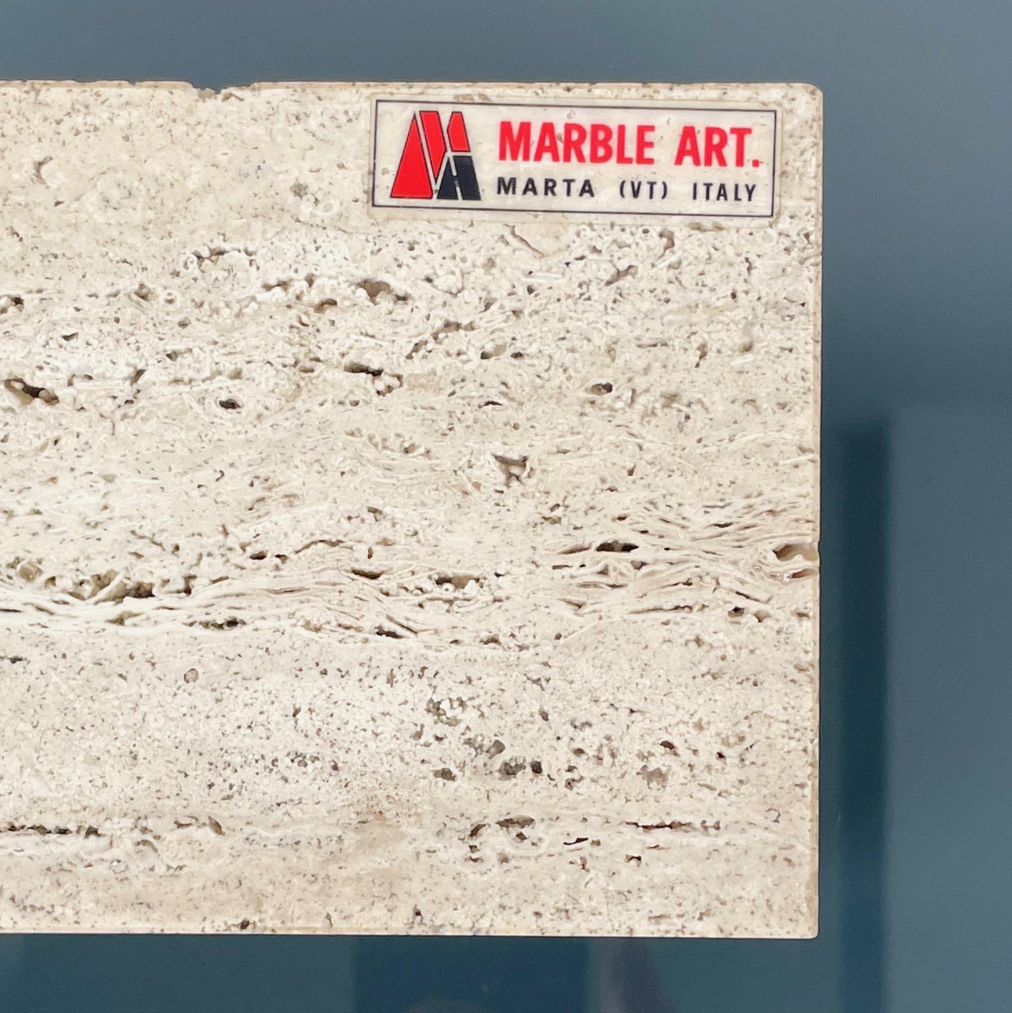 Caja rectangular decorativa en travertino y corcho de Marble Art, Italia, años 70 en venta 7