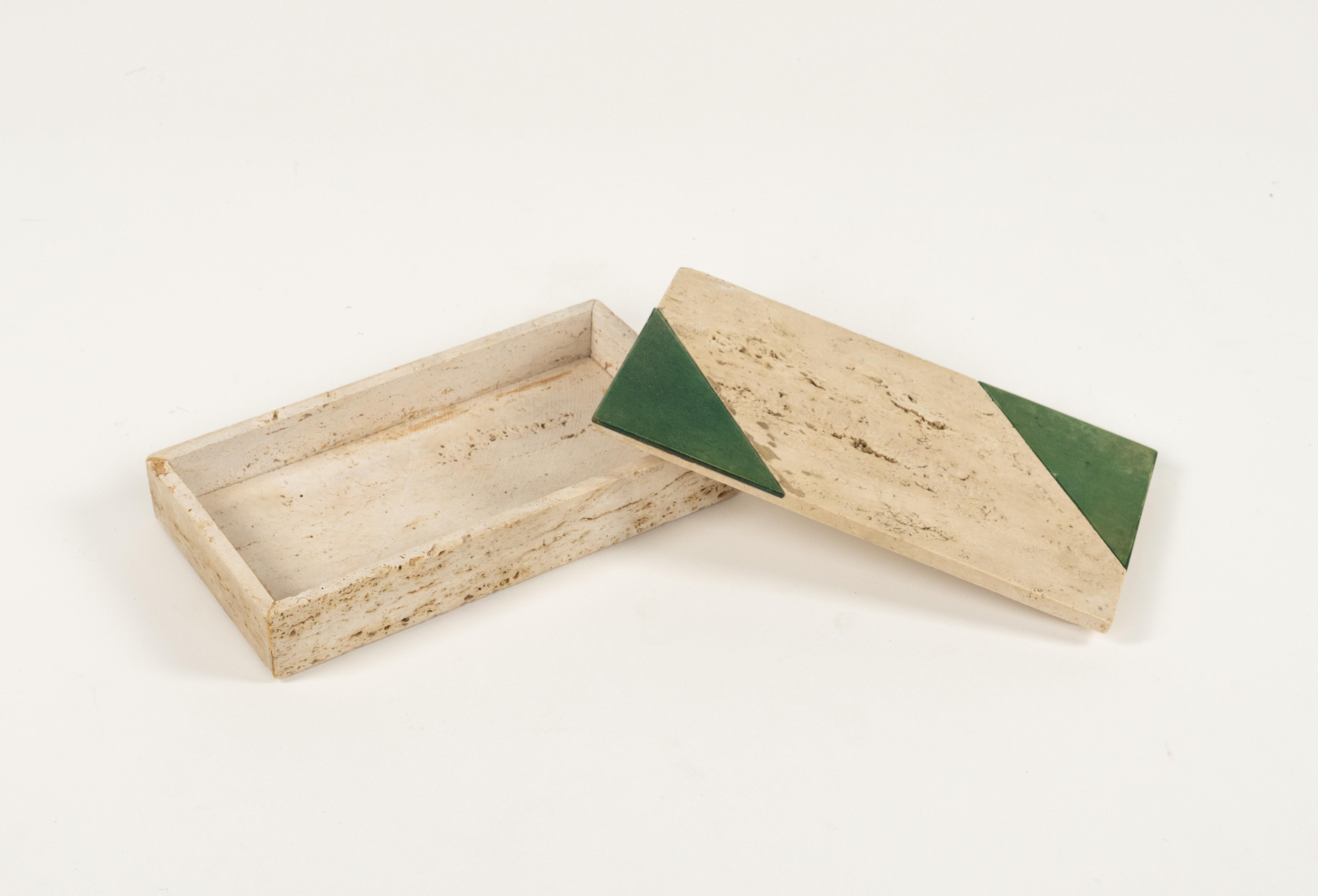 Rectangular Decorative Box in Travertine Fratelli Mannelli Style, Italy 1970s For Sale 6