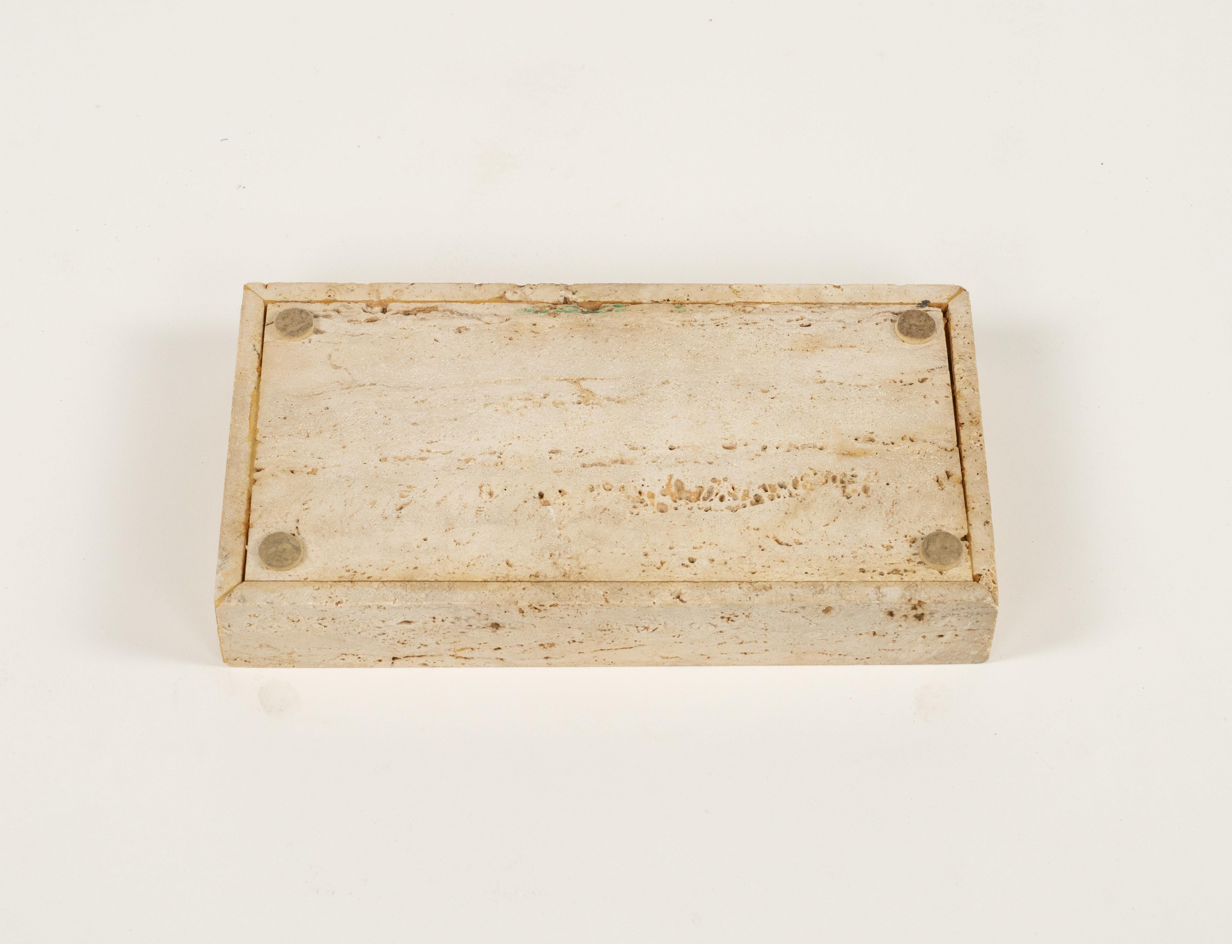 Rectangular Decorative Box in Travertine Fratelli Mannelli Style, Italy 1970s For Sale 12
