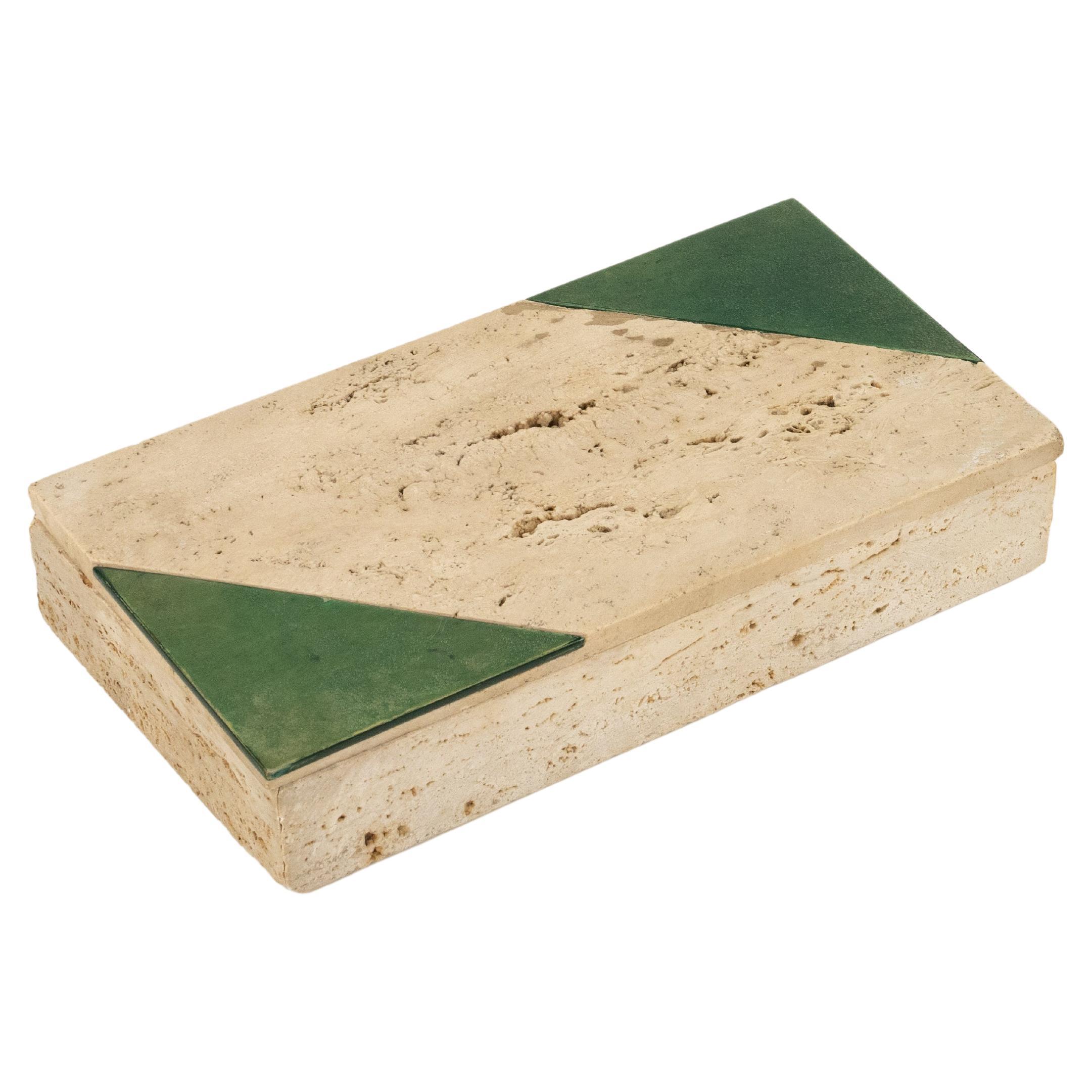 Rectangular Decorative Box in Travertine Fratelli Mannelli Style, Italy 1970s For Sale 13