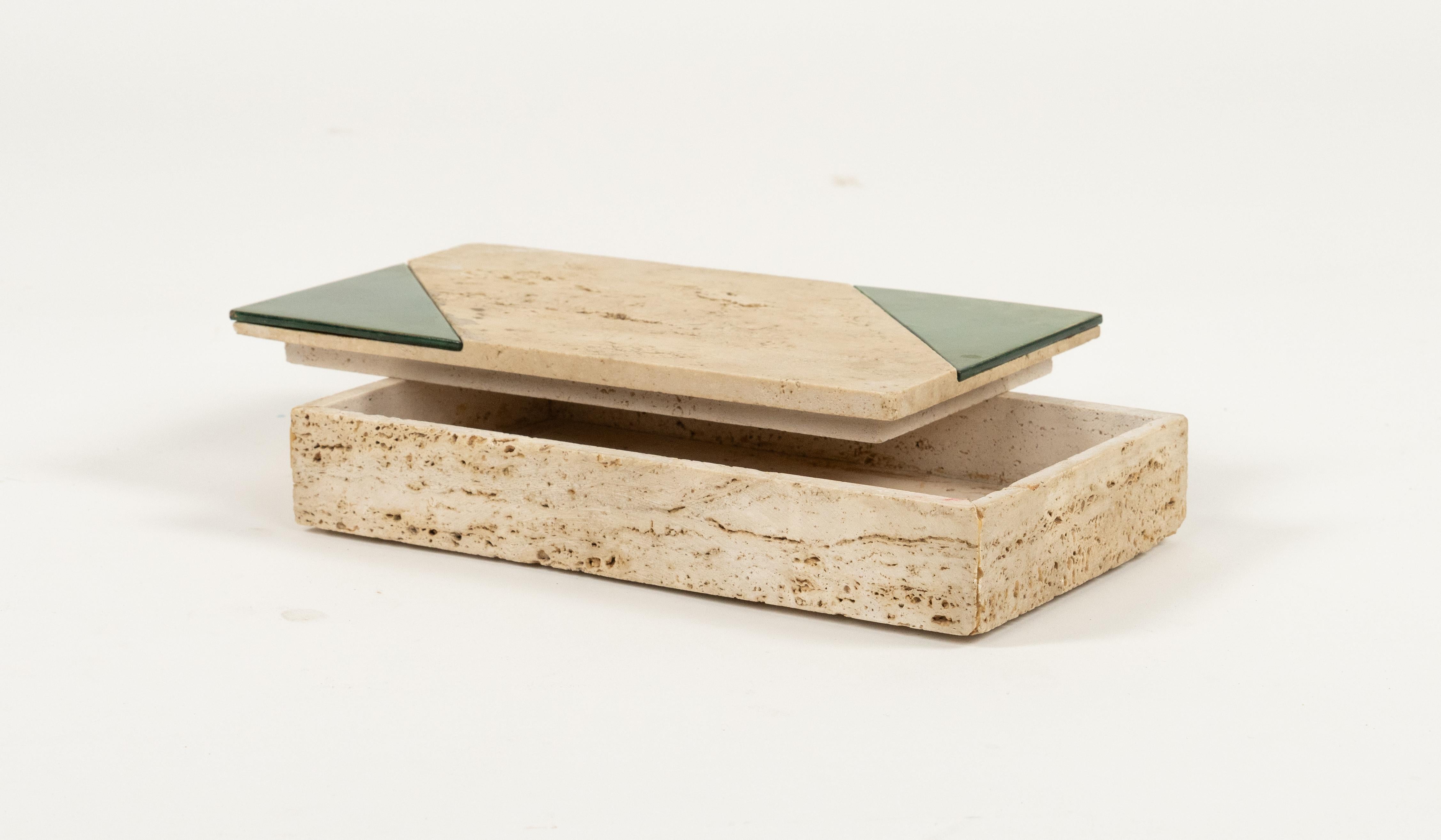 Rectangular Decorative Box in Travertine Fratelli Mannelli Style, Italy 1970s In Good Condition For Sale In Rome, IT