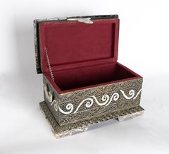 Rectangular Decorative Box with Lid and Circular Motifs