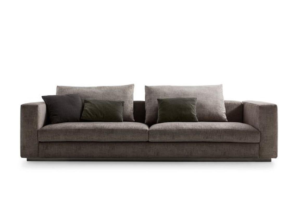Modern Rectangular Decorative Cushion in Dark Grey Velvet Molteni&C - made in Italy